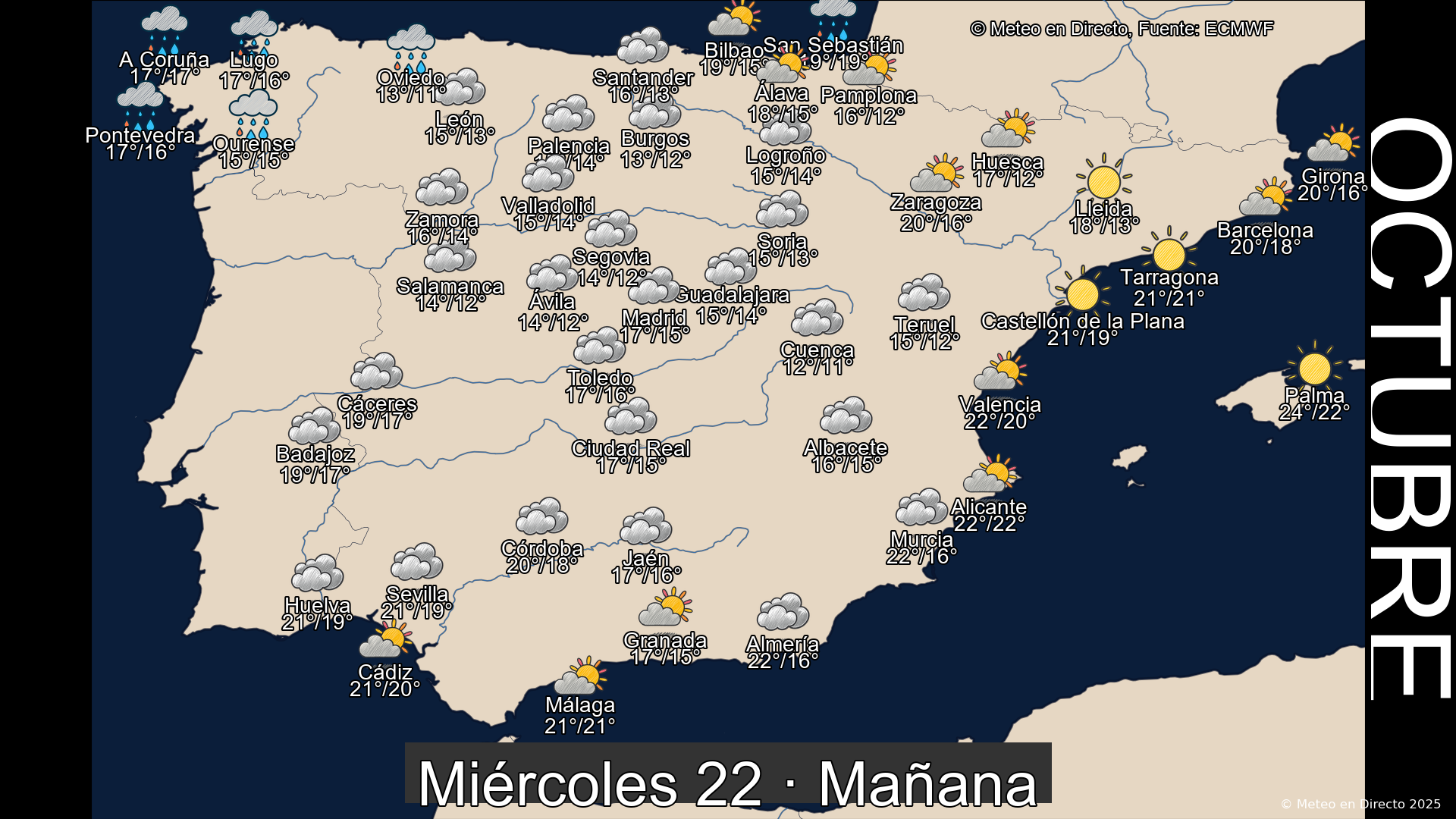 Mapa mañana 22 de octubre de 2025