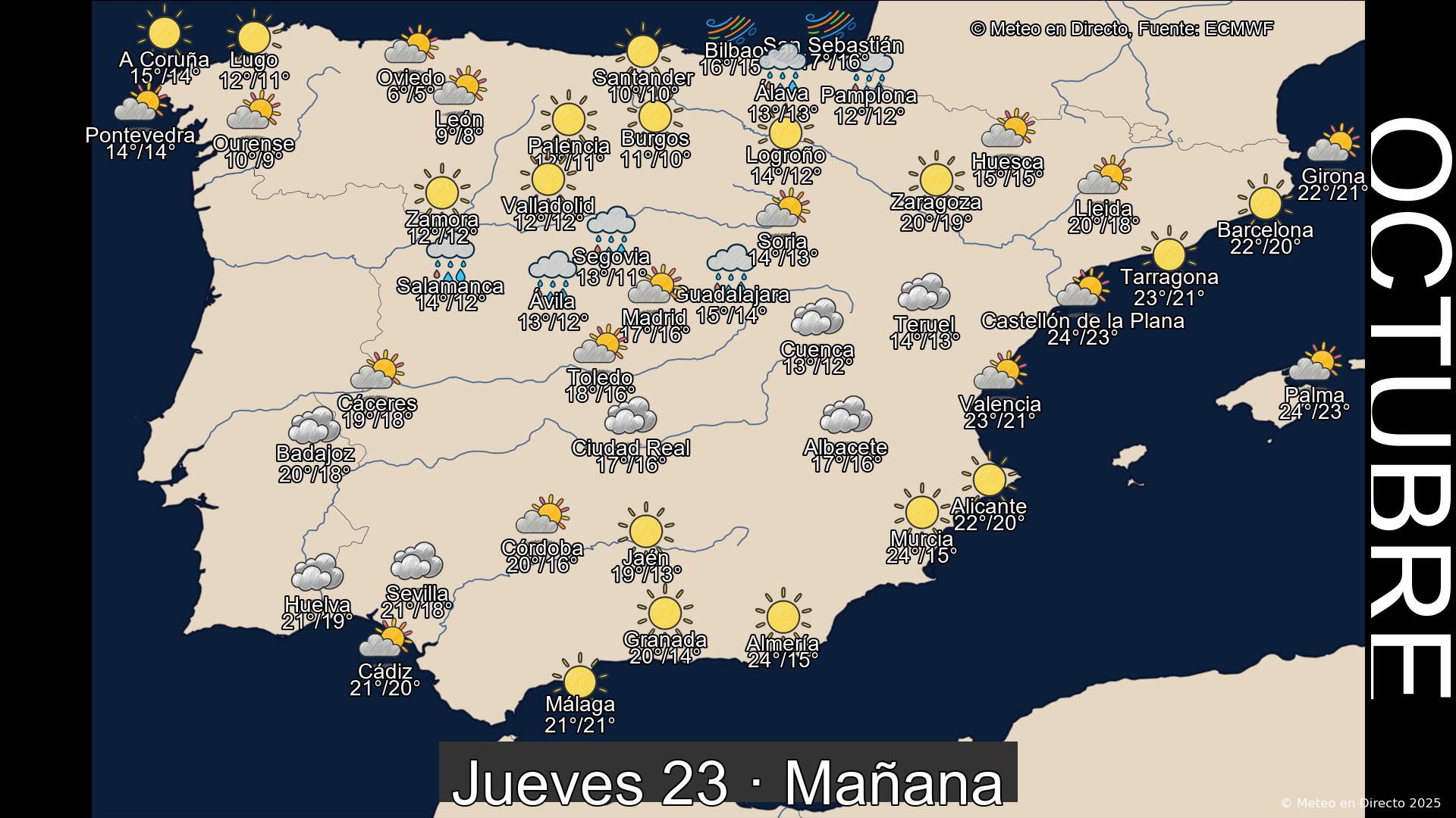 Mapa mañana 23 de octubre de 2025