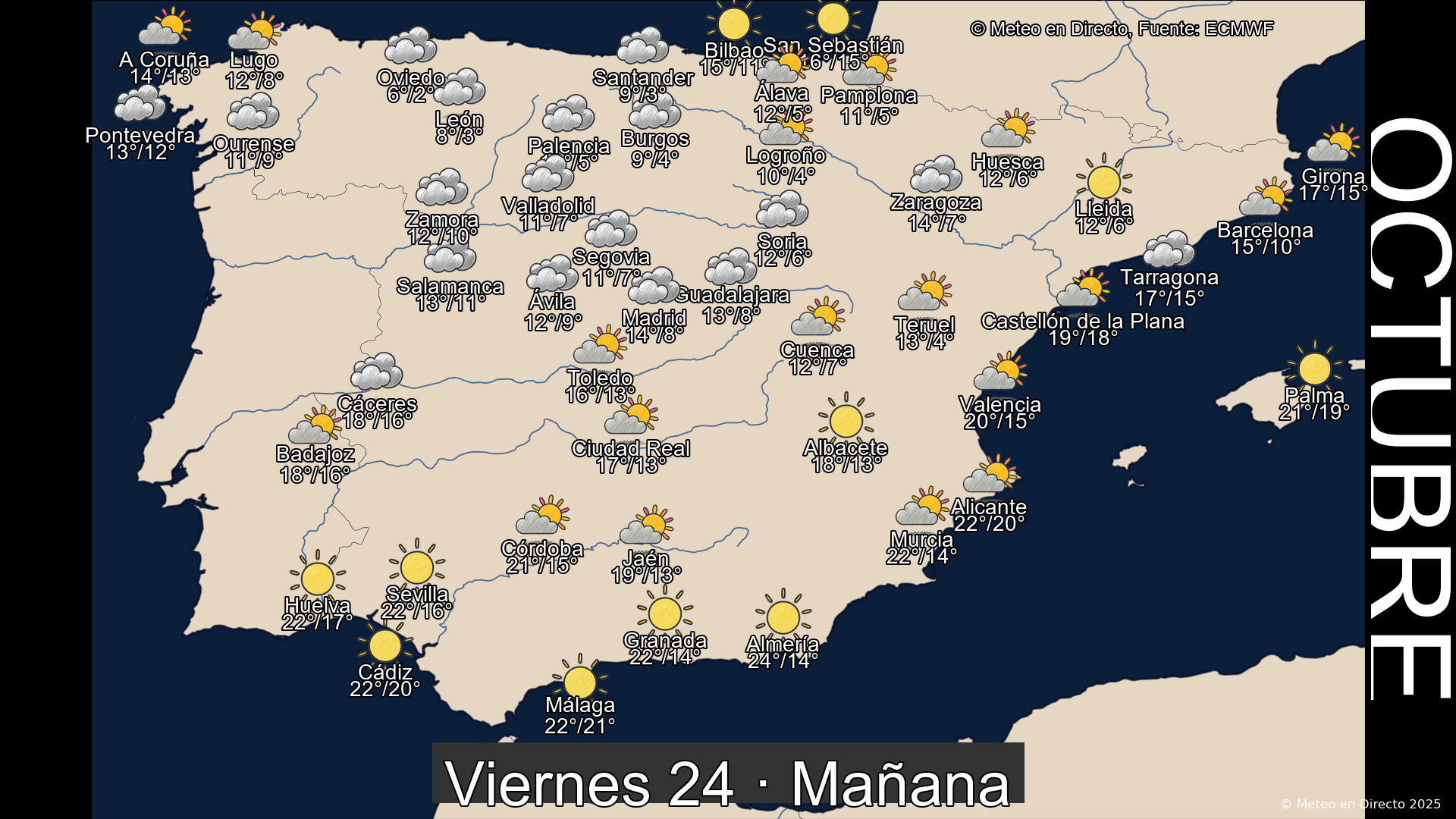 Mapa mañana 24 de octubre de 2025