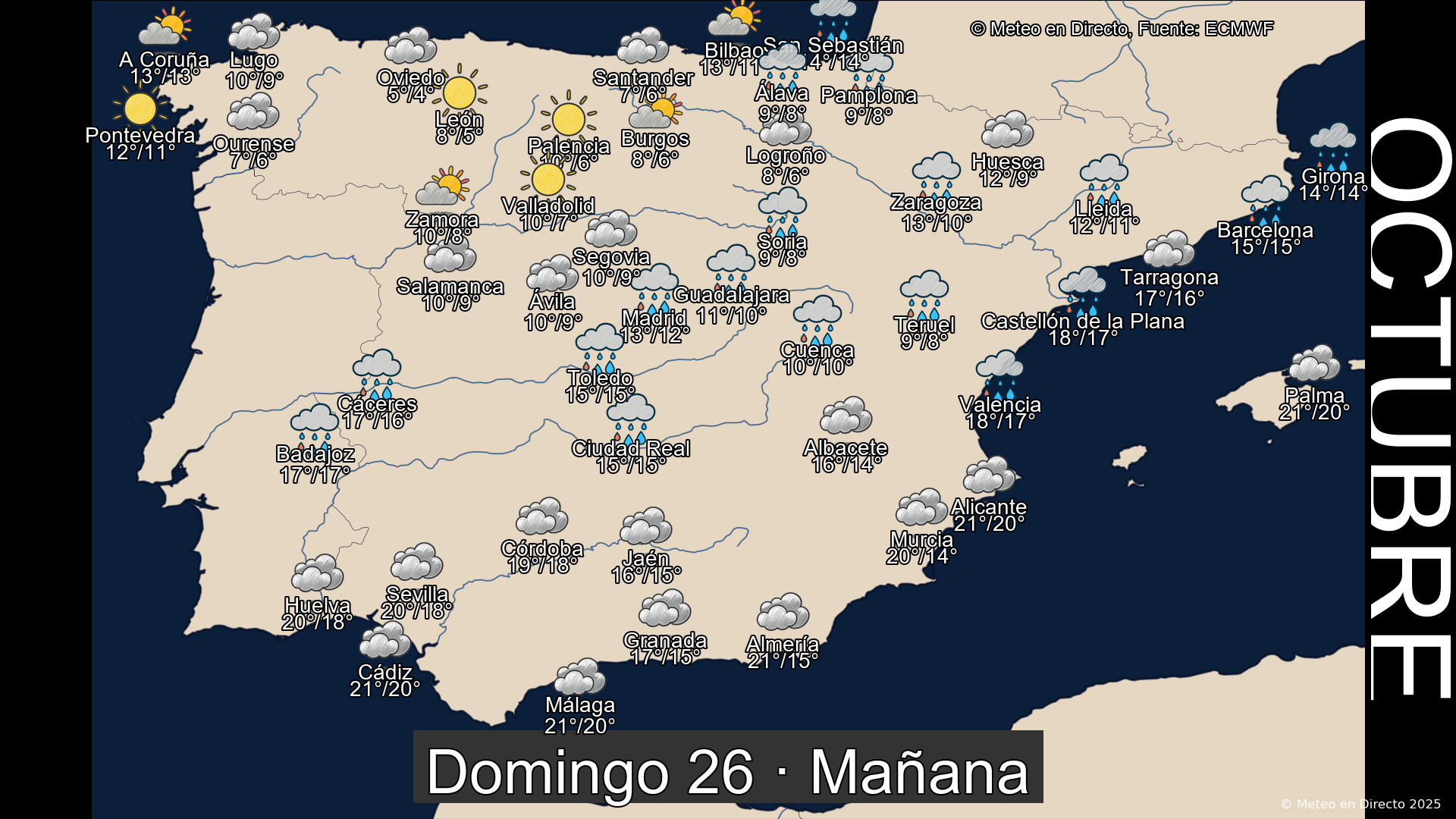 Mapa mañana 26 de octubre de 2025
