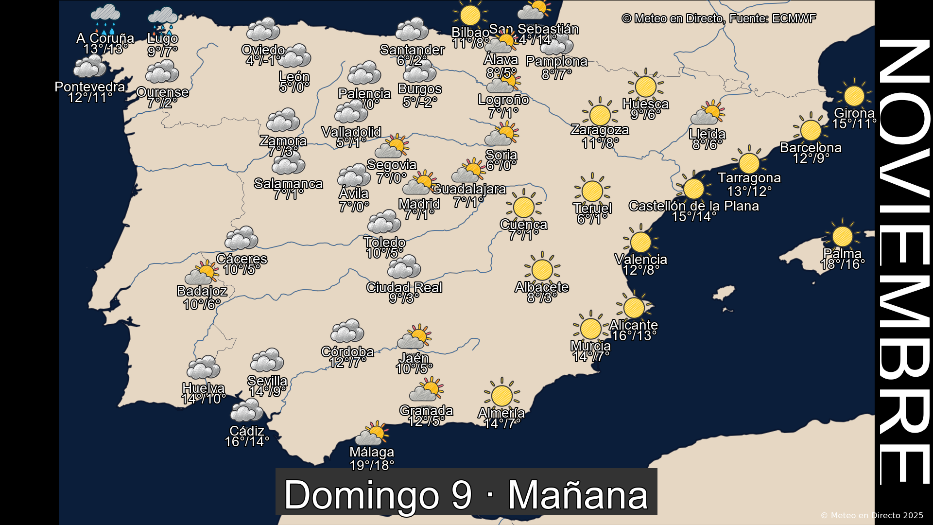 Mapa mañana 9 de noviembre de 2025