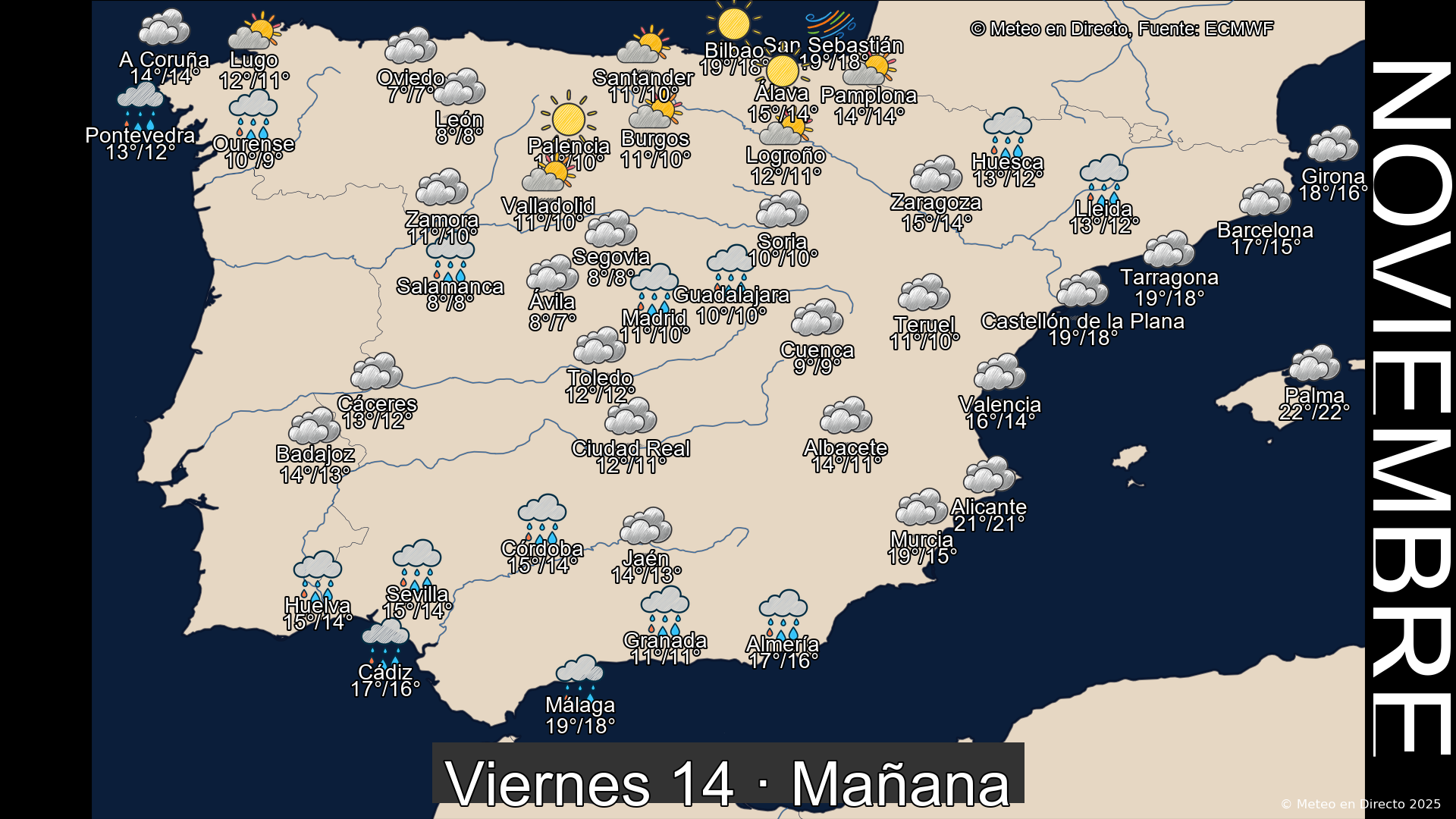 Mapa mañana 14 de noviembre de 2025