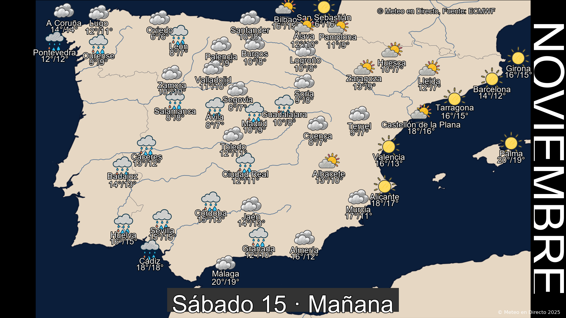 Mapa mañana 15 de noviembre de 2025