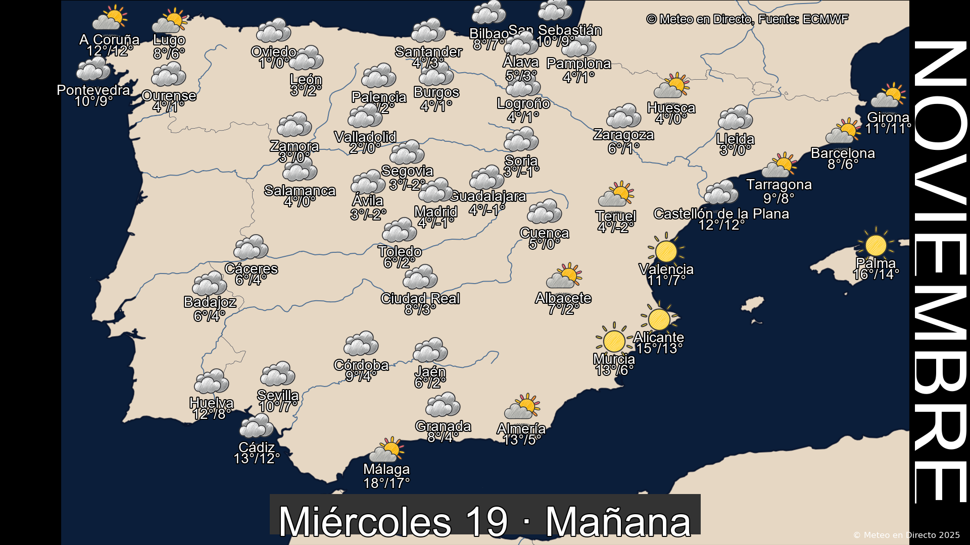 Mapa mañana 19 de noviembre de 2025