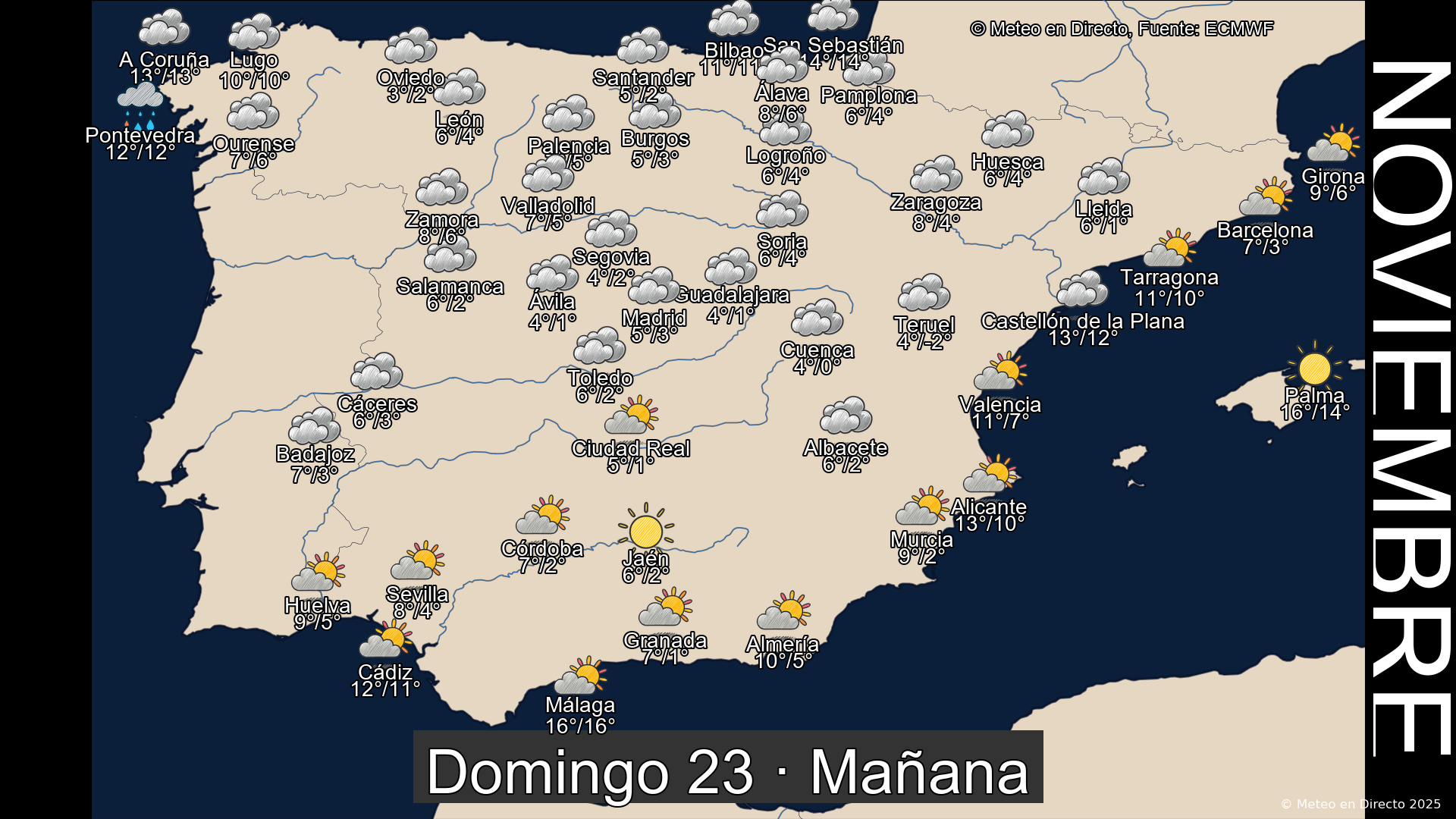 Mapa mañana 23 de noviembre de 2025