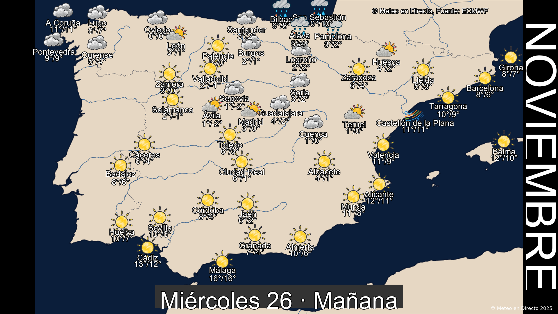 Mapa mañana 26 de noviembre de 2025