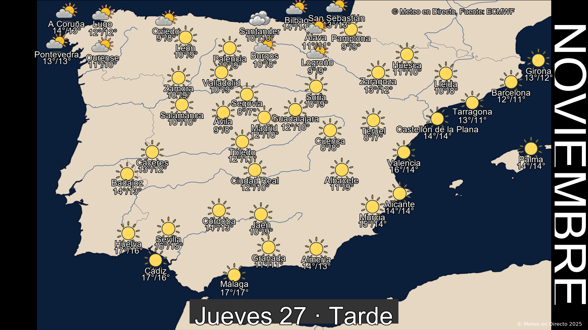Mapa tarde 27 de noviembre de 2025