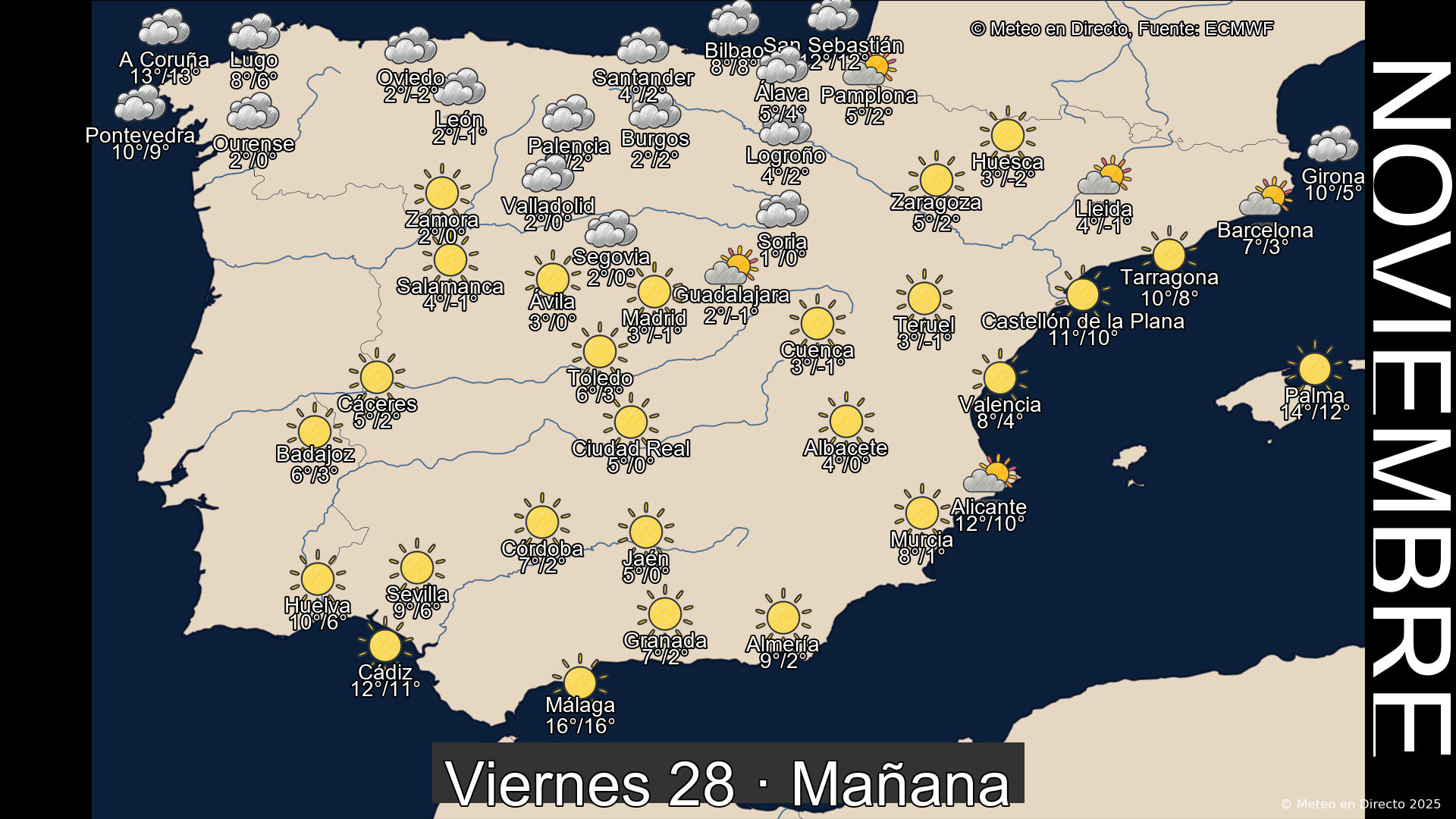 Mapa mañana 28 de noviembre de 2025