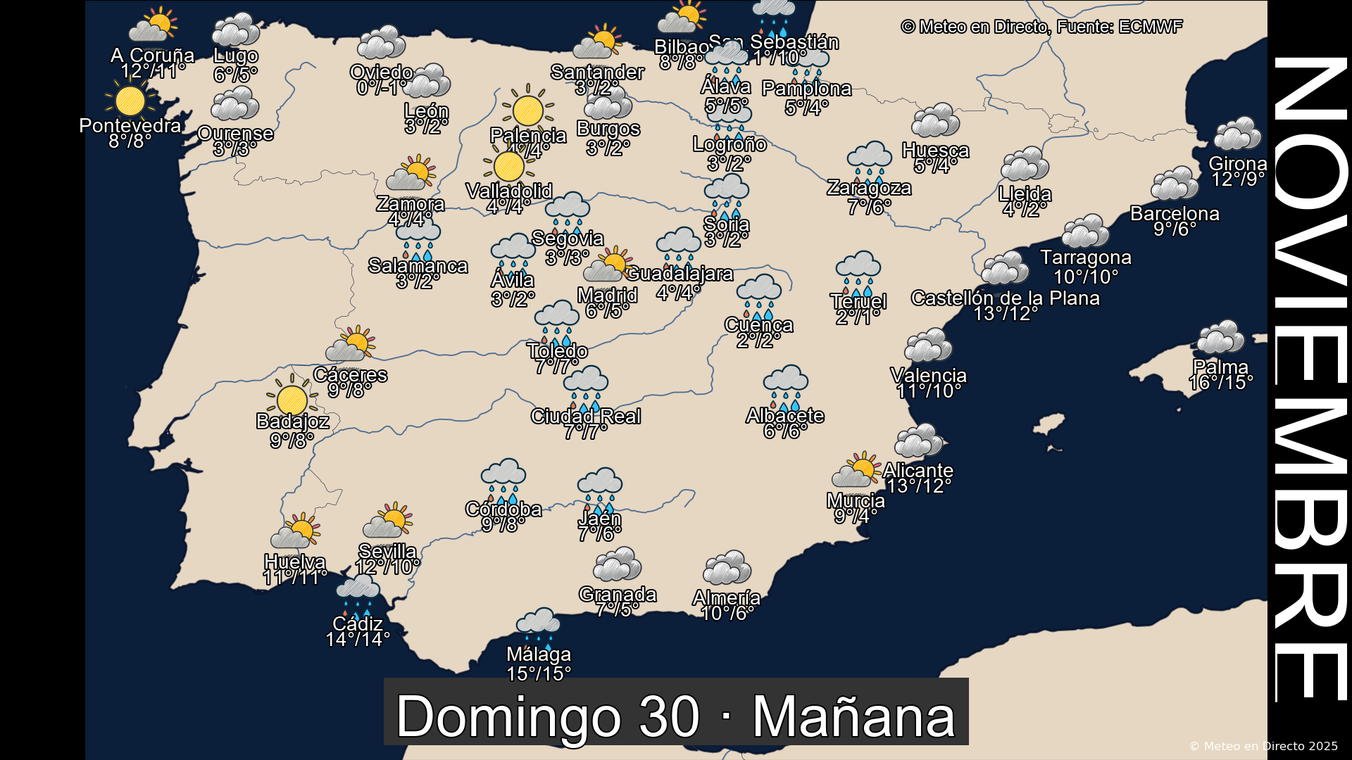 Mapa mañana 30 de noviembre de 2025