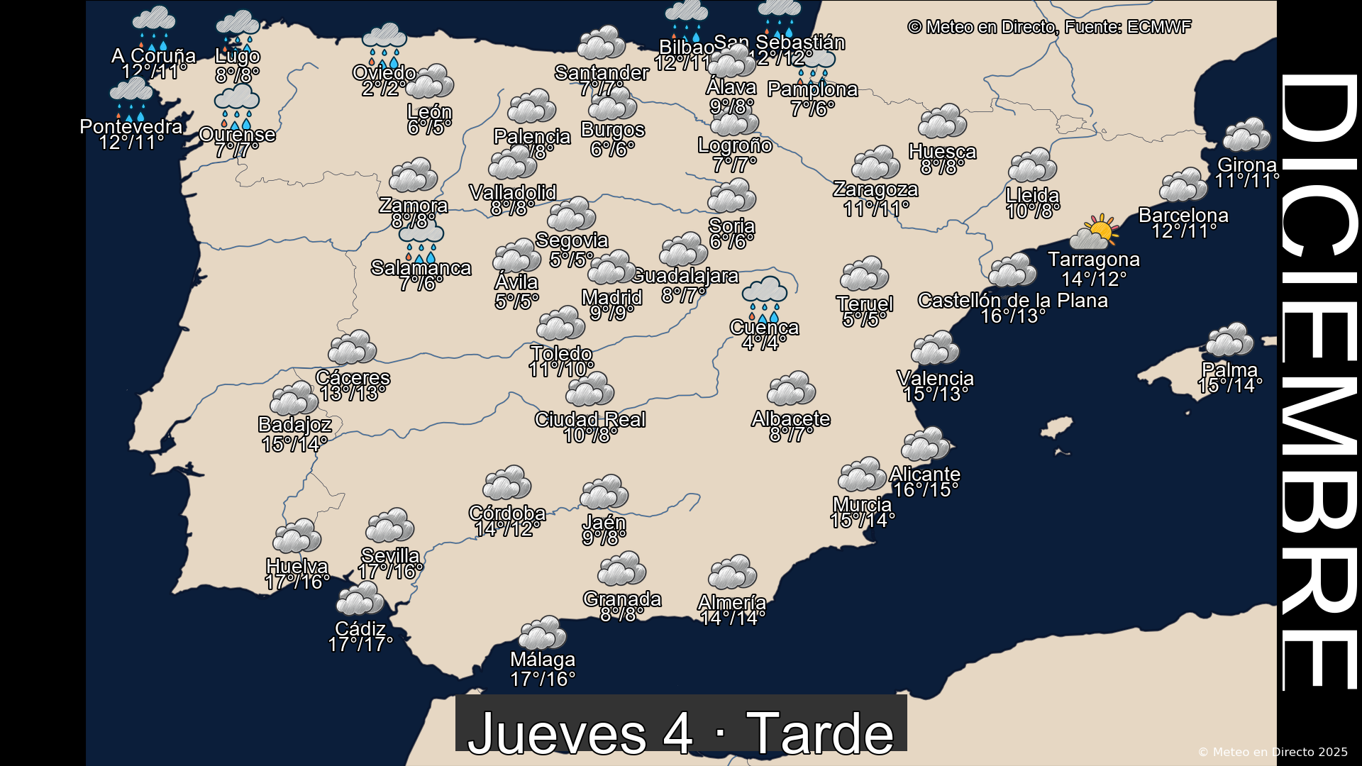 Mapa tarde 4 de diciembre de 2025