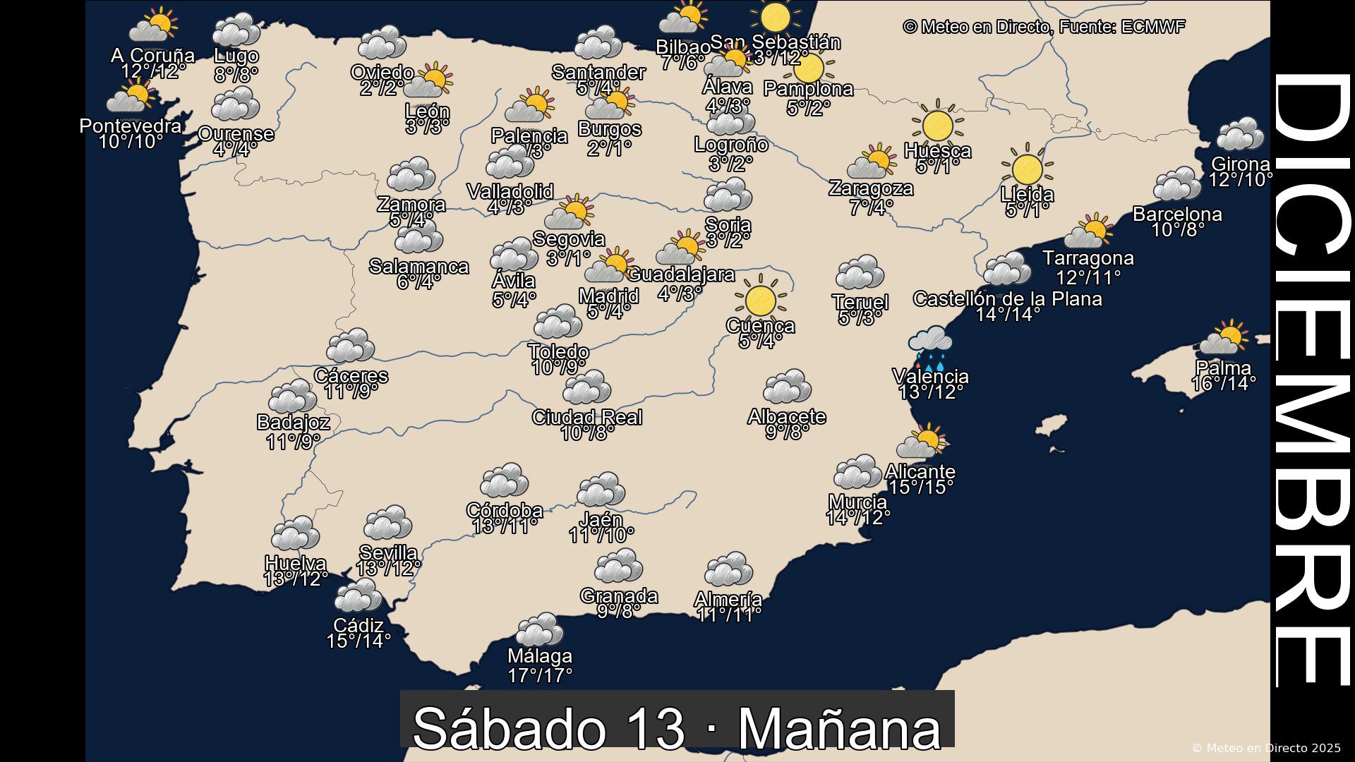 Mapa mañana 13 de diciembre de 2025