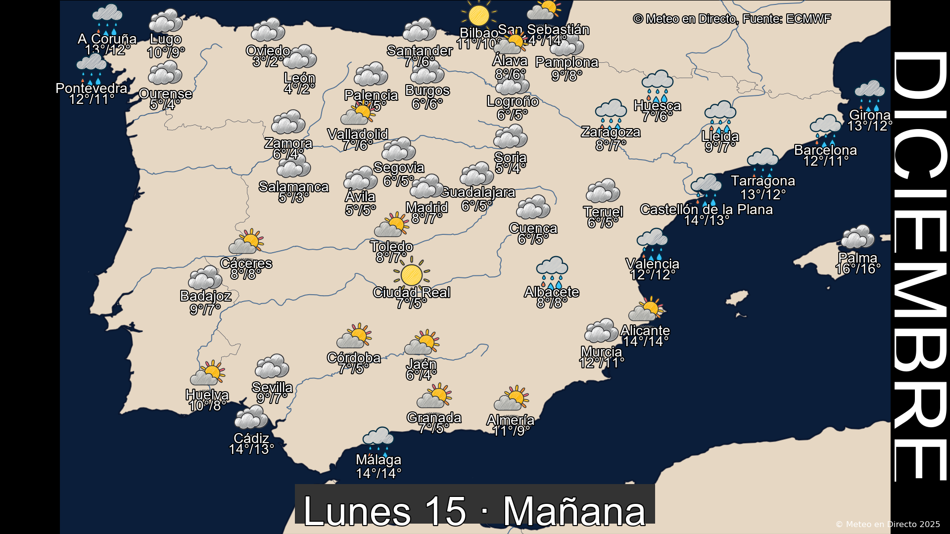 Mapa mañana 15 de diciembre de 2025
