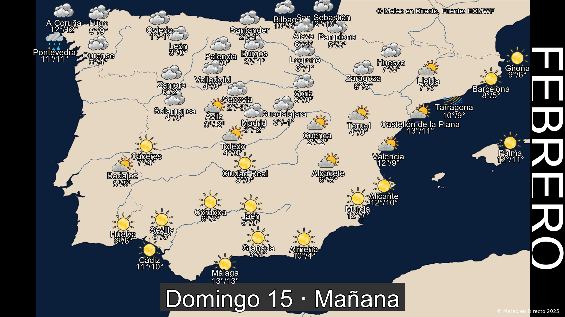 Mapa mañana 15 de febrero de 2026