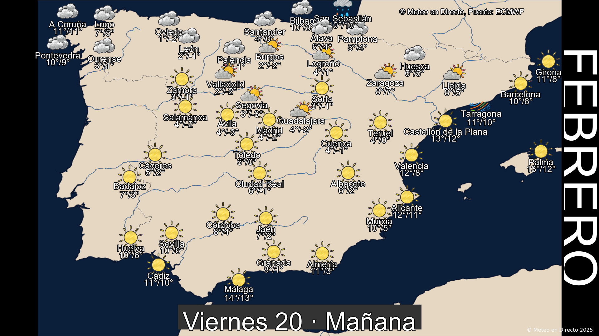Mapa mañana 20 de febrero de 2026
