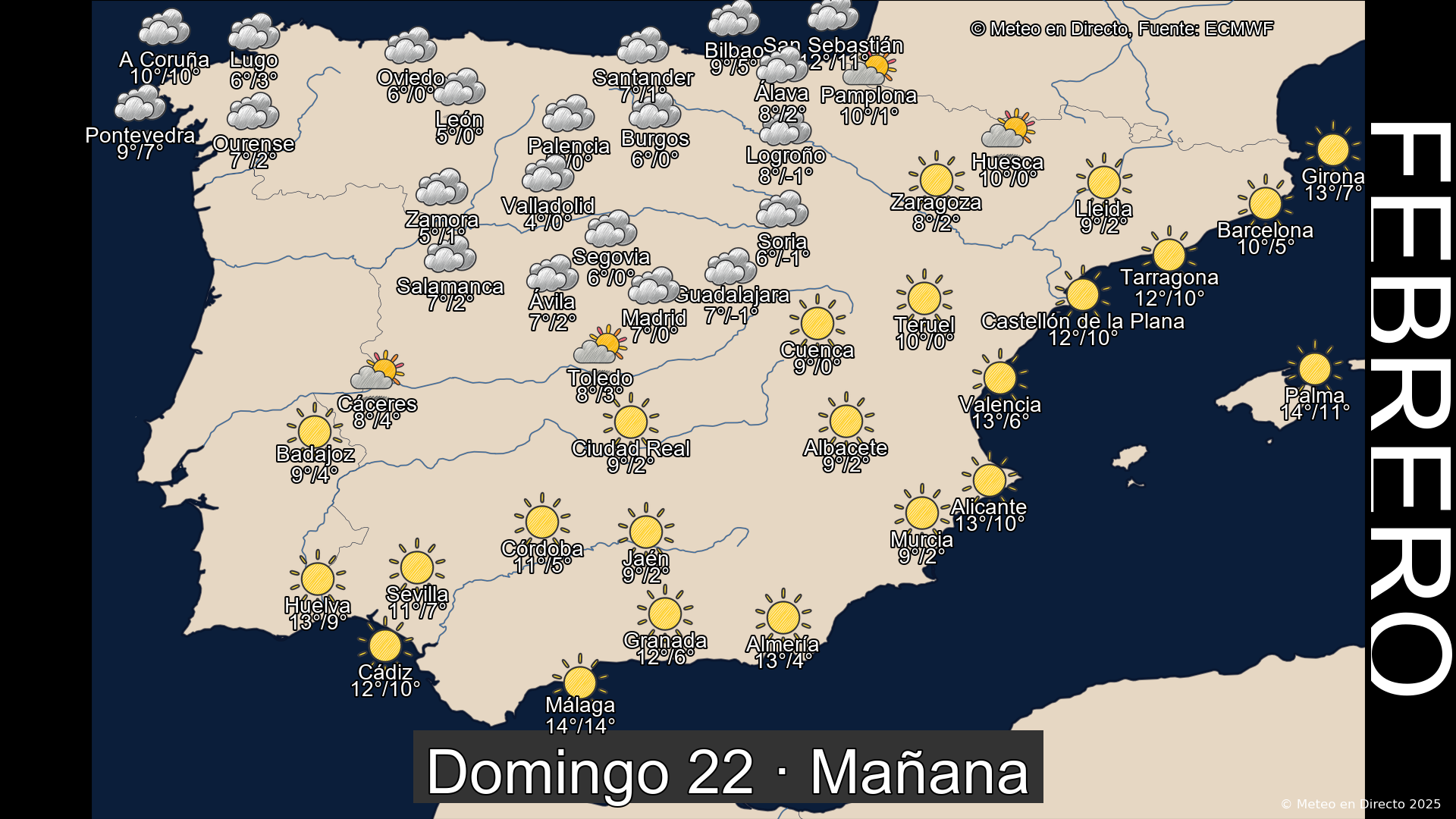 Mapa mañana 22 de febrero de 2026