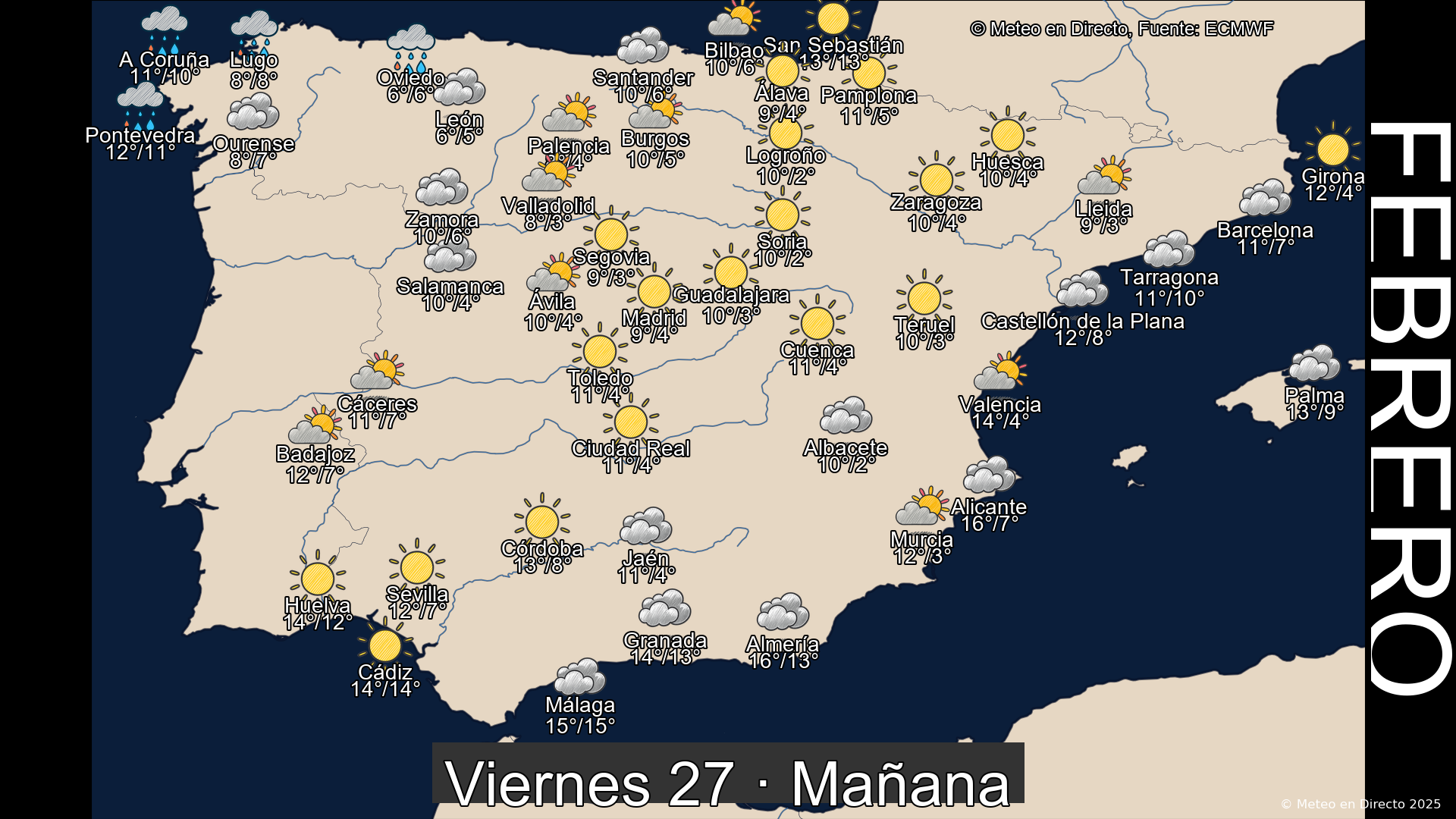 Mapa mañana 27 de febrero de 2026