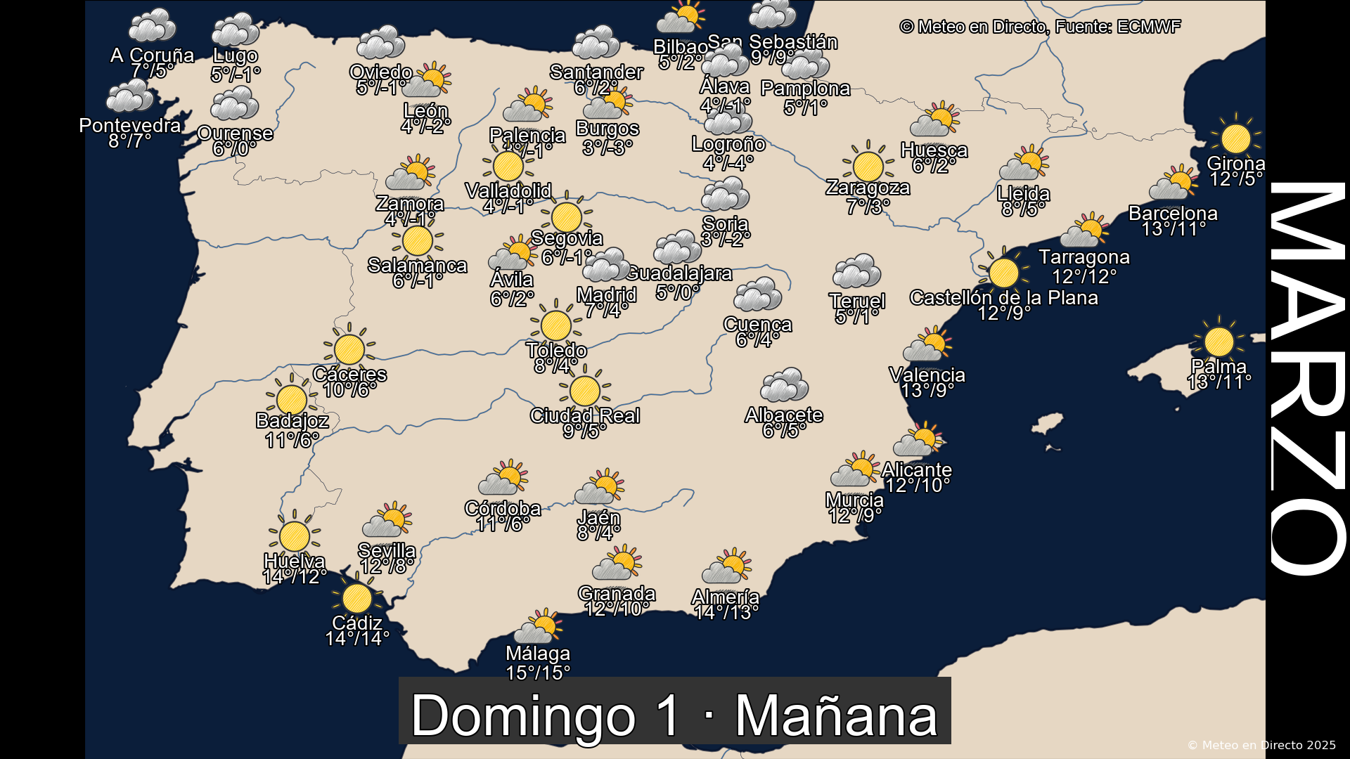 Mapa mañana 1 de marzo de 2026