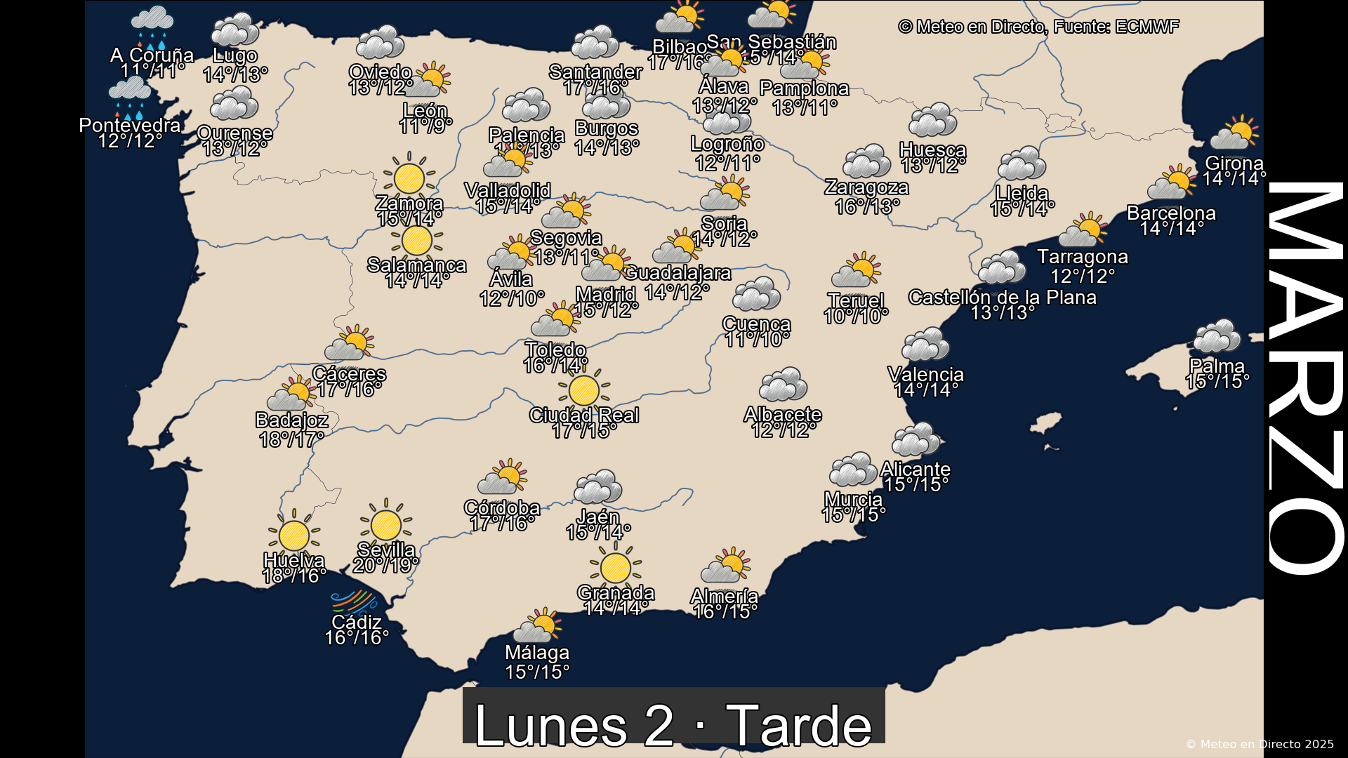 Mapa tarde 2 de marzo de 2026