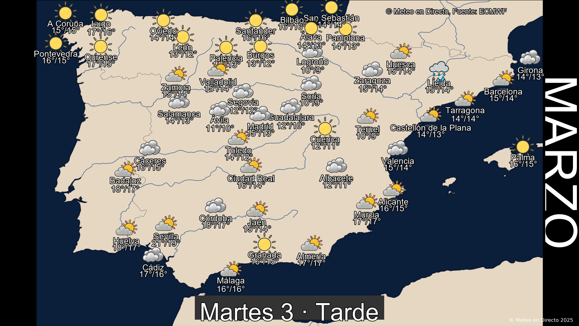 Mapa tarde 3 de marzo de 2026