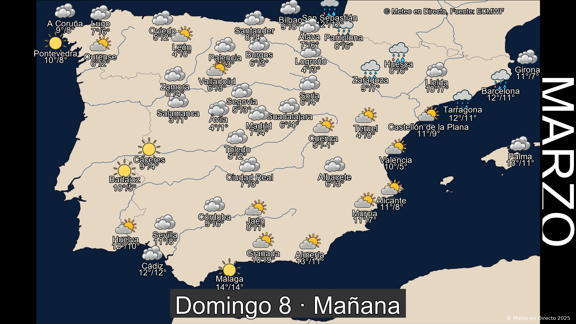 Mapa mañana 8 de marzo de 2026