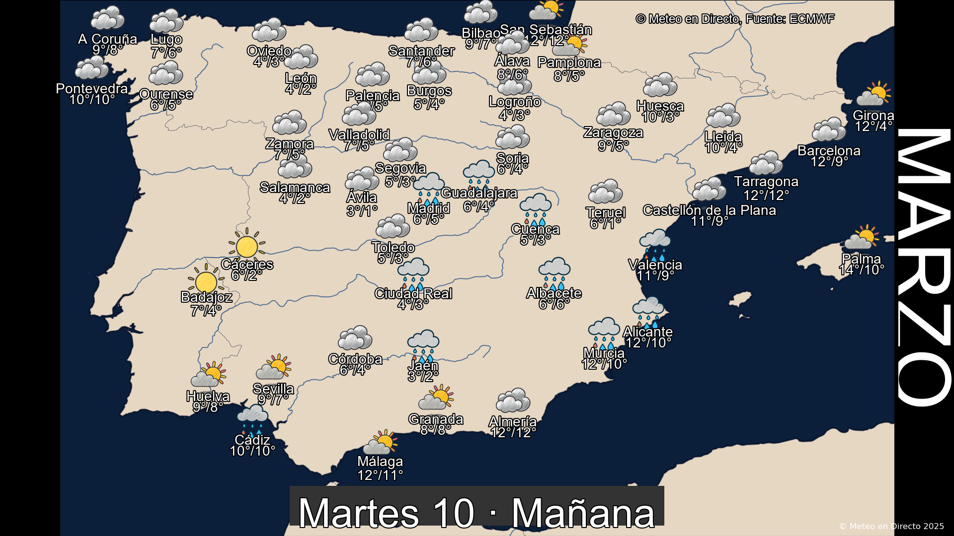 Mapa mañana 10 de marzo de 2026