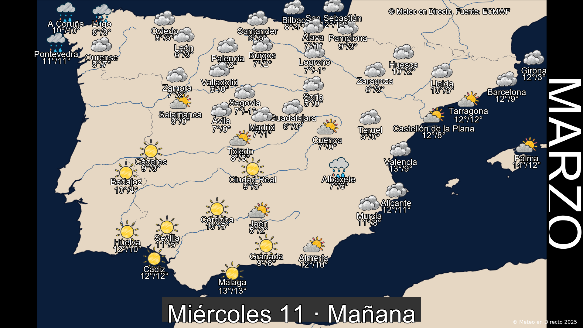 Mapa mañana 11 de marzo de 2026