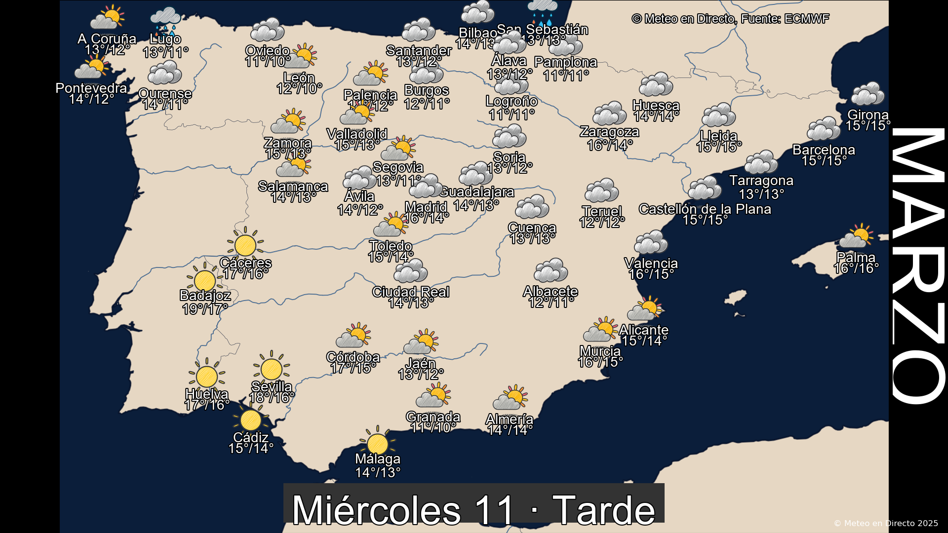 Mapa tarde 11 de marzo de 2026