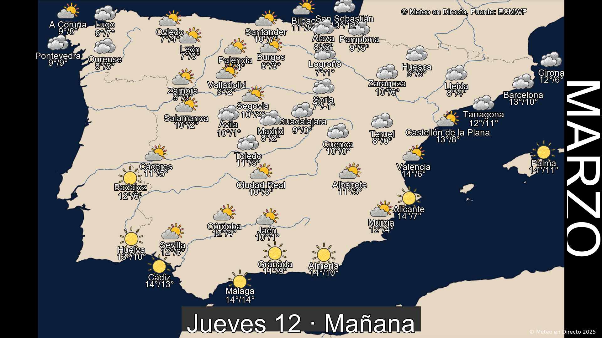 Mapa mañana 12 de marzo de 2026
