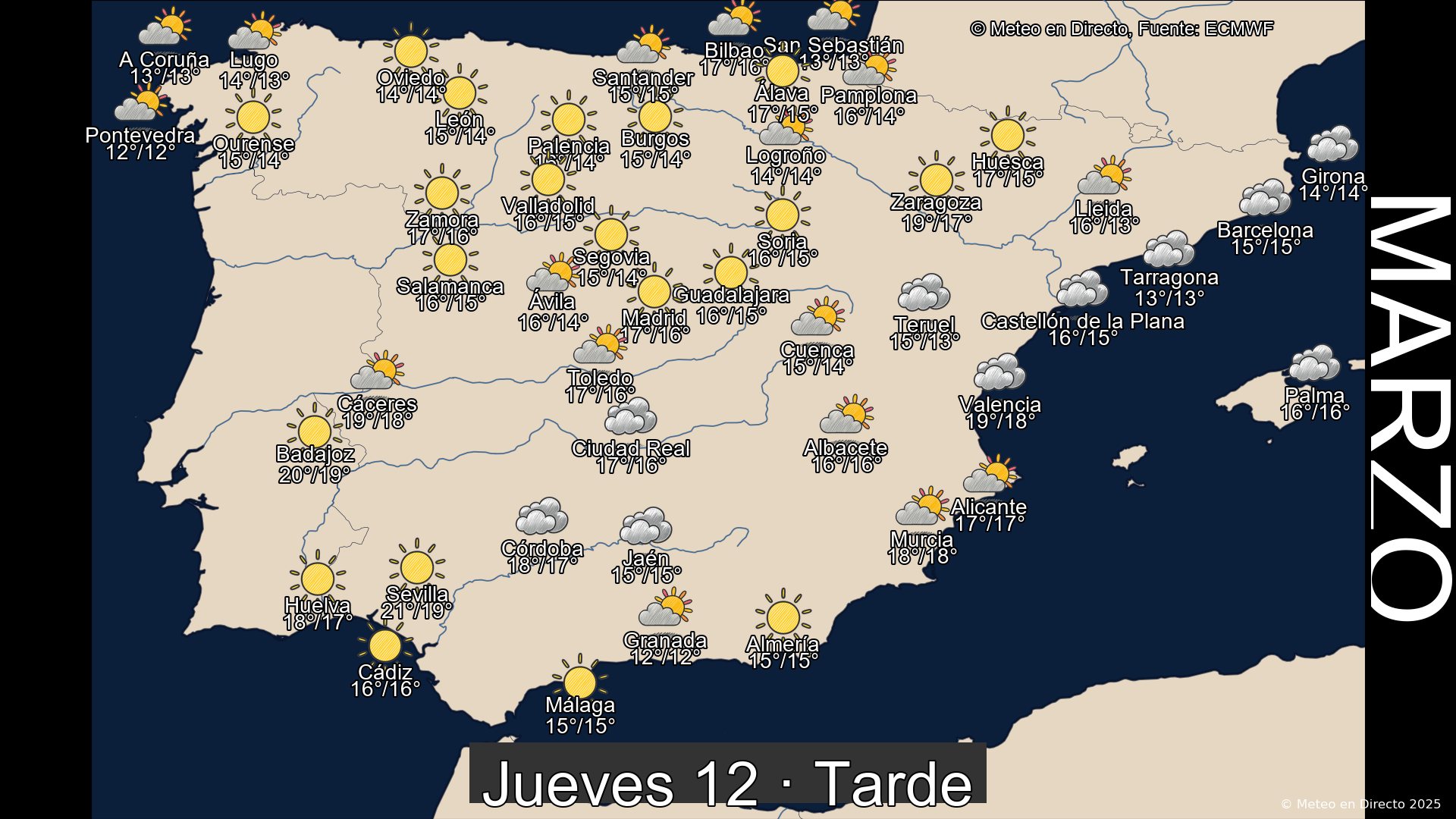 Mapa tarde 12 de marzo de 2026