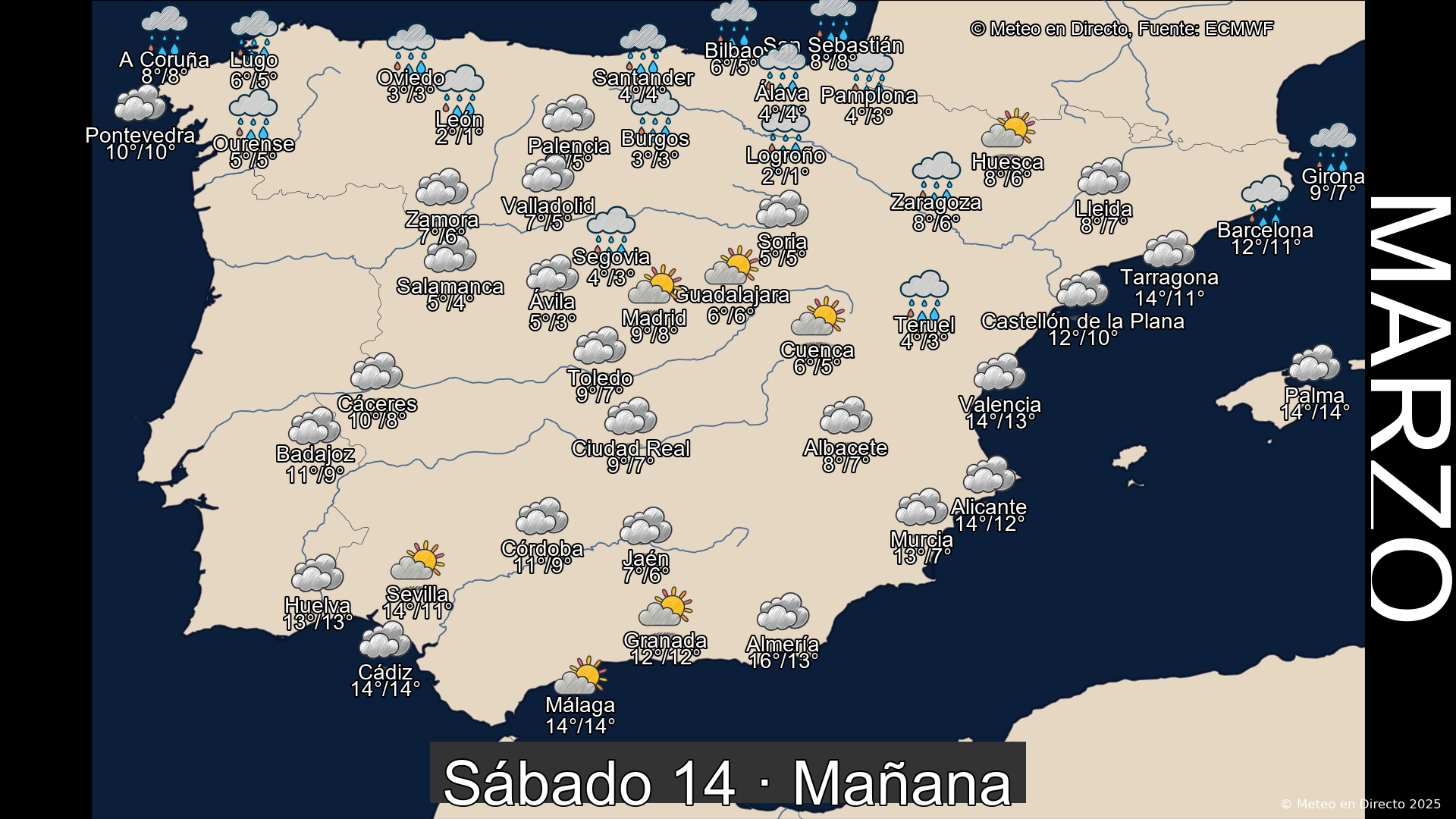 Mapa mañana 14 de marzo de 2026