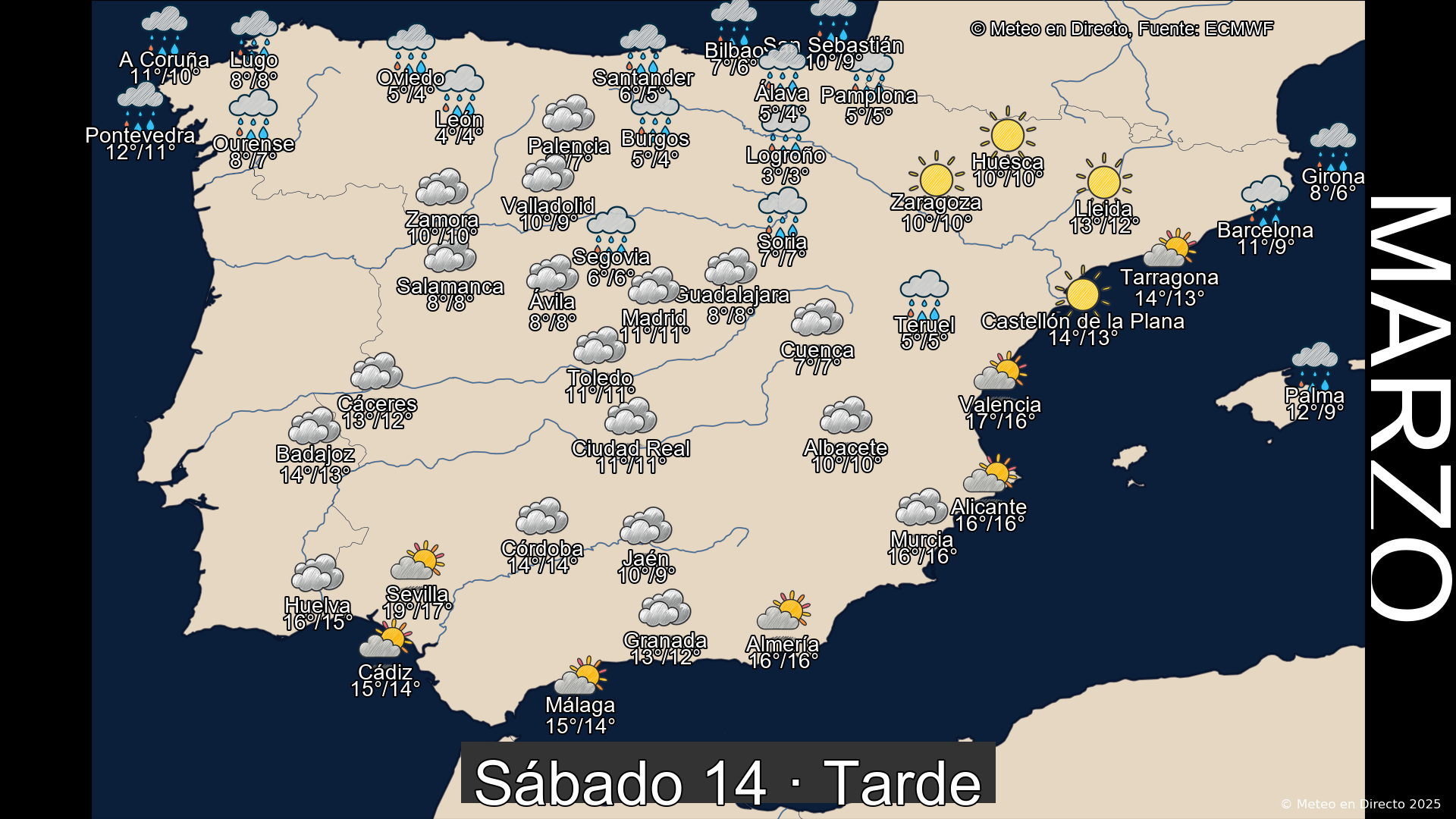 Mapa tarde 14 de marzo de 2026