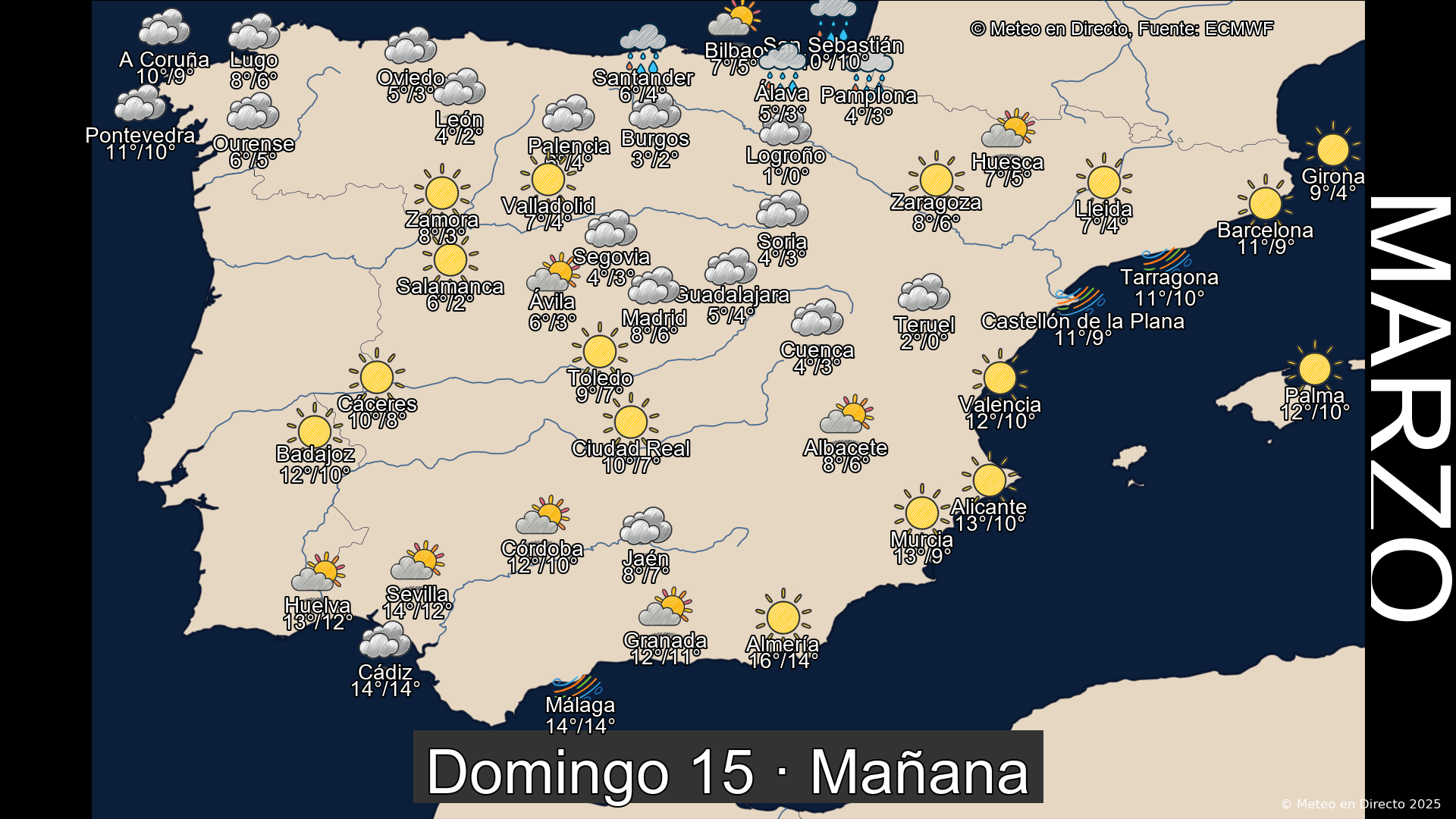Mapa mañana 15 de marzo de 2026