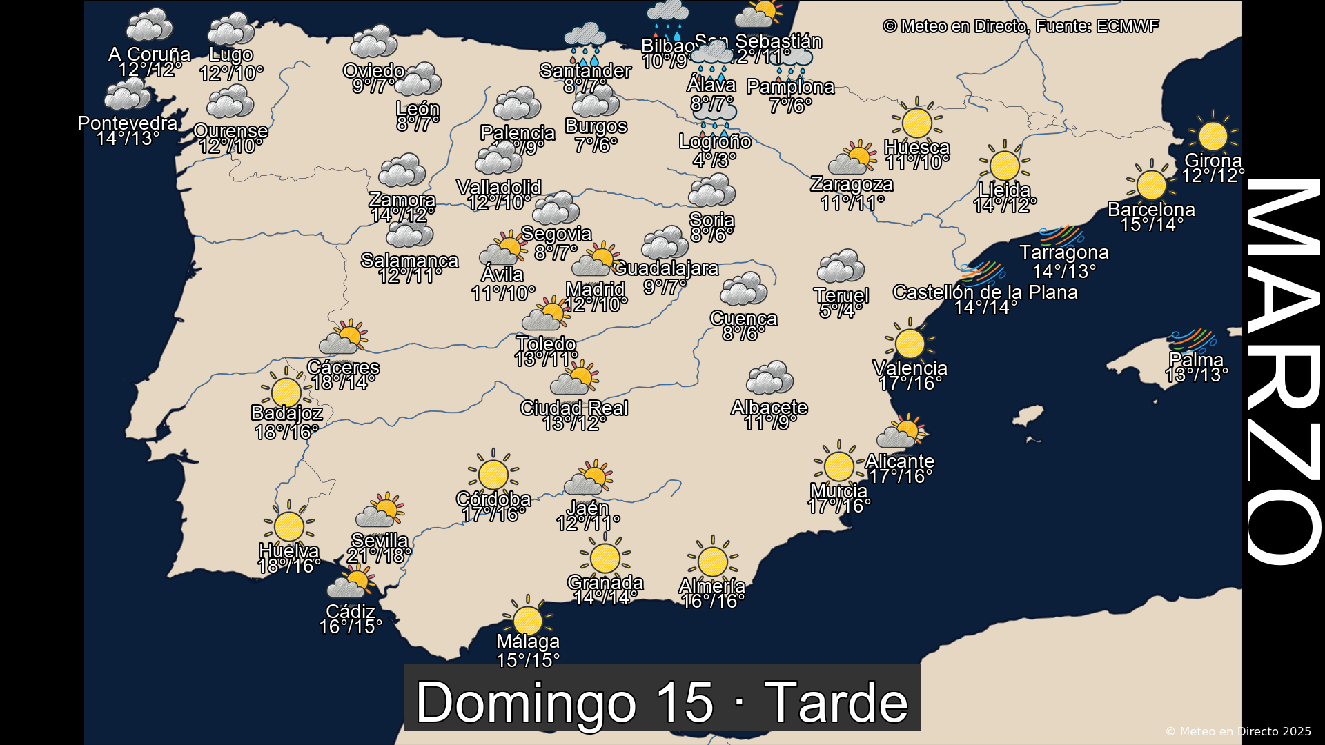 Mapa tarde 15 de marzo de 2026