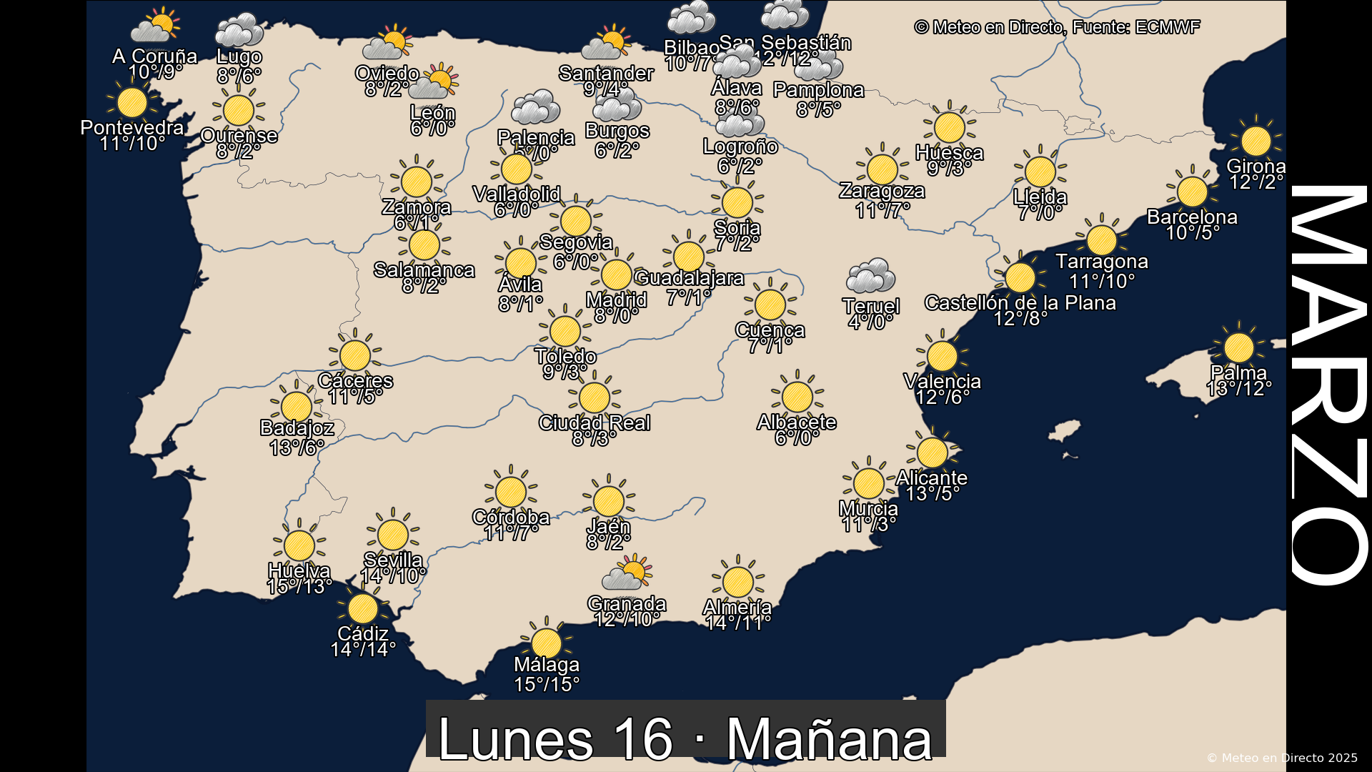 Mapa mañana 16 de marzo de 2026