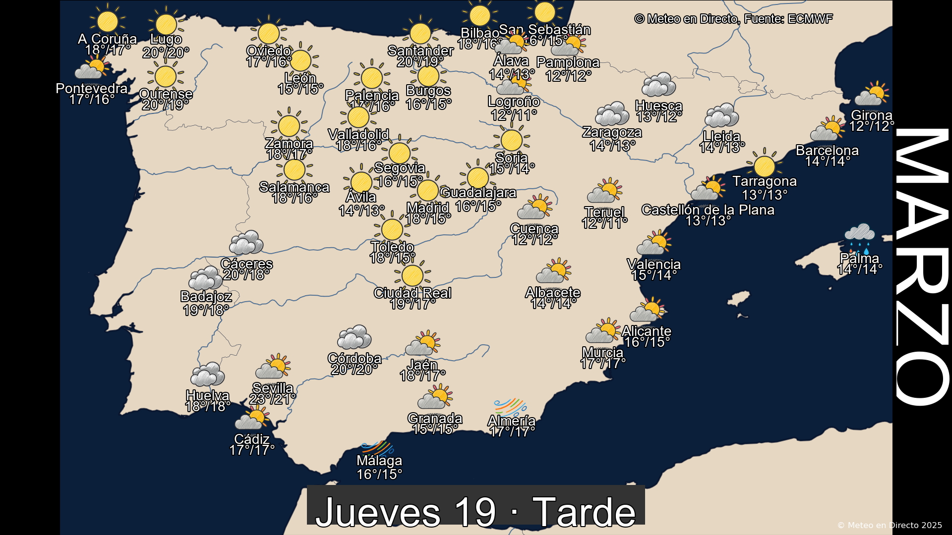 Mapa tarde 19 de marzo de 2026