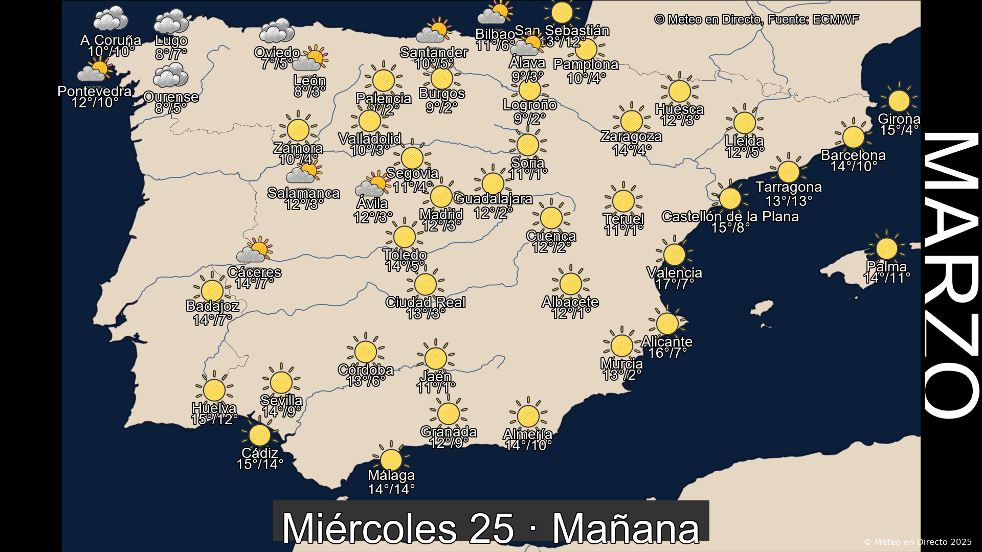 Mapa mañana 25 de marzo de 2026