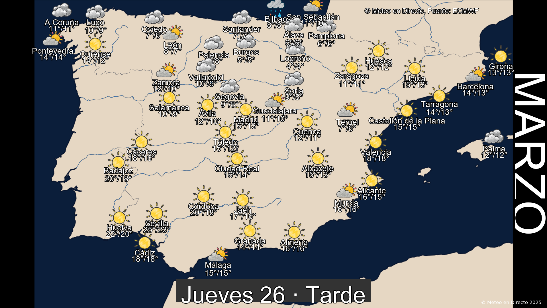 Mapa tarde 26 de marzo de 2026