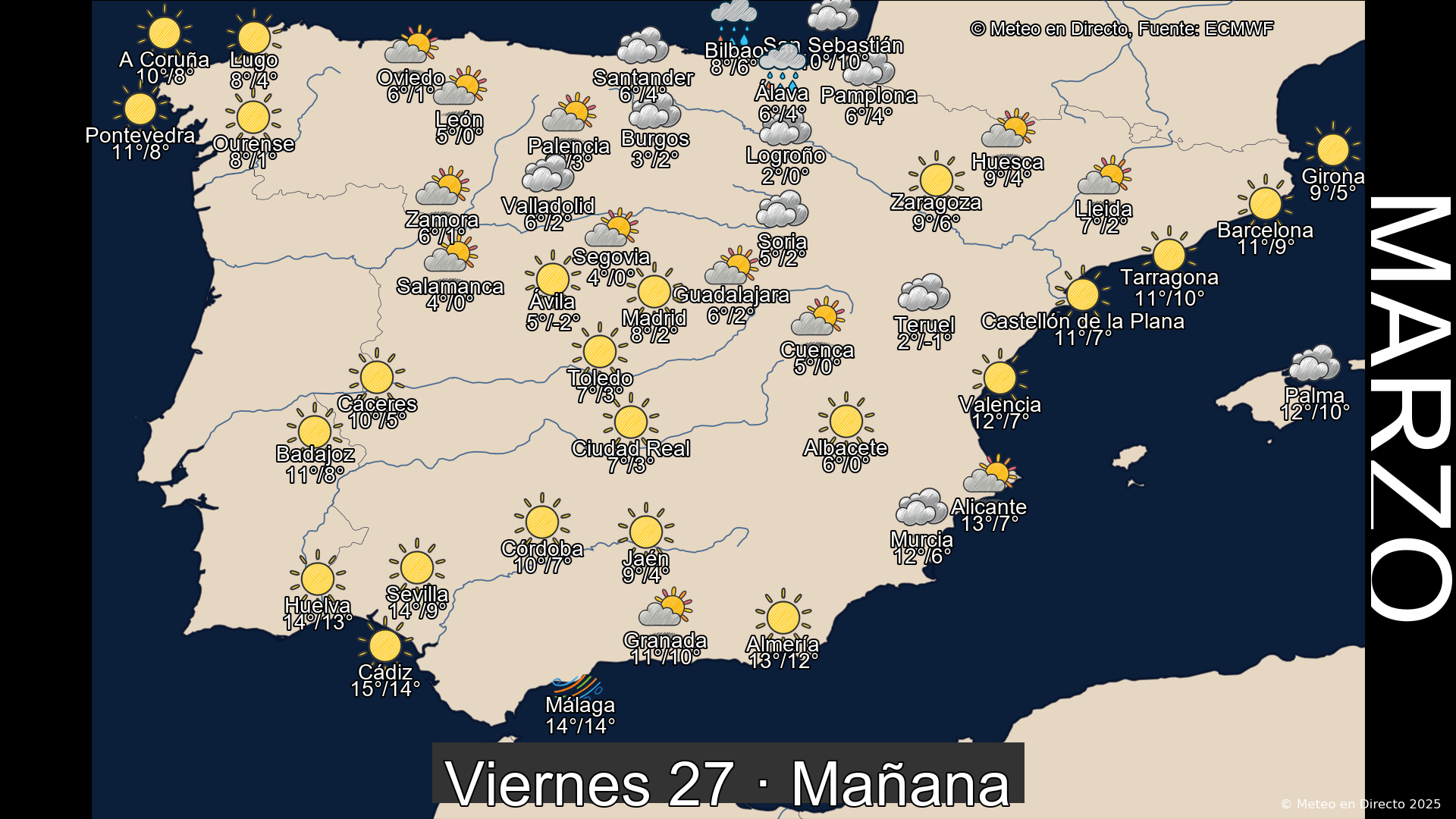 Mapa mañana 27 de marzo de 2026