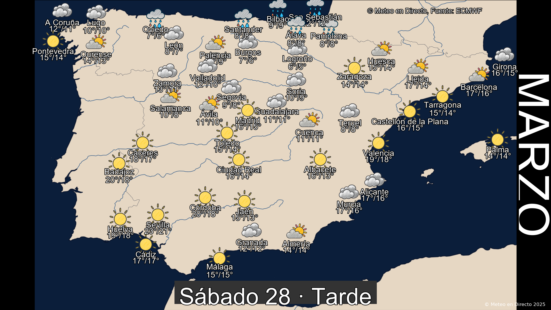 Mapa tarde 28 de marzo de 2026