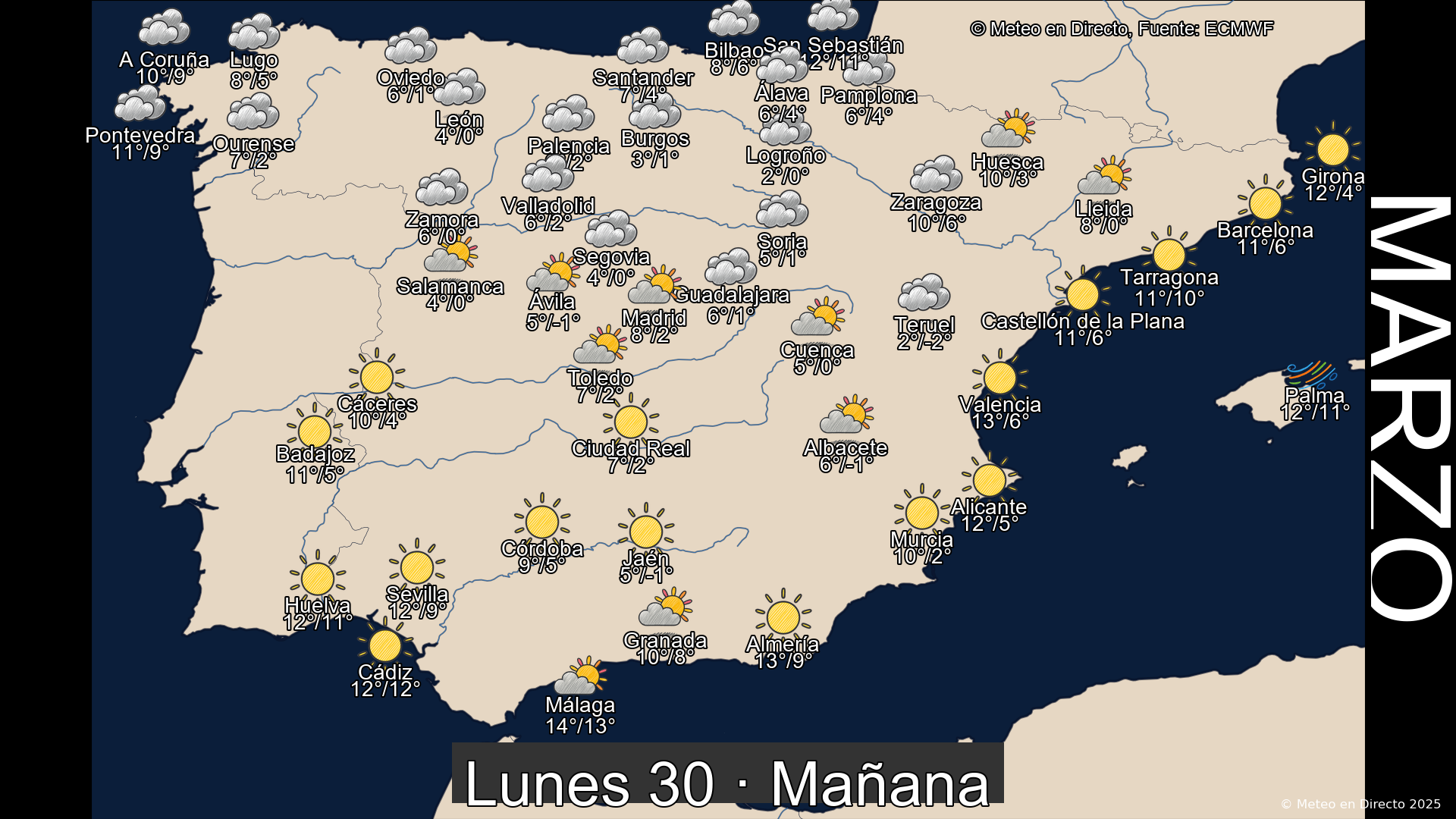 Mapa mañana 30 de marzo de 2026