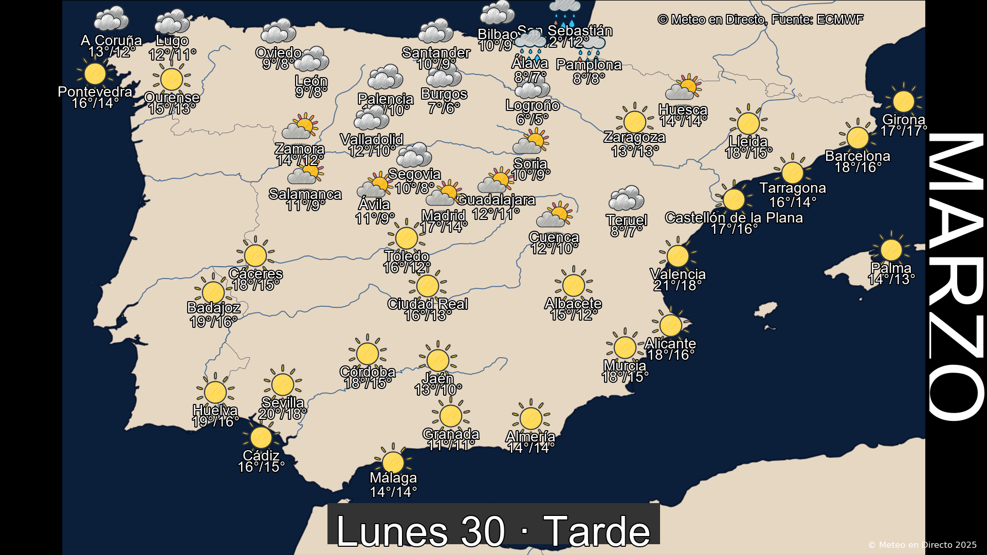 Mapa tarde 30 de marzo de 2026