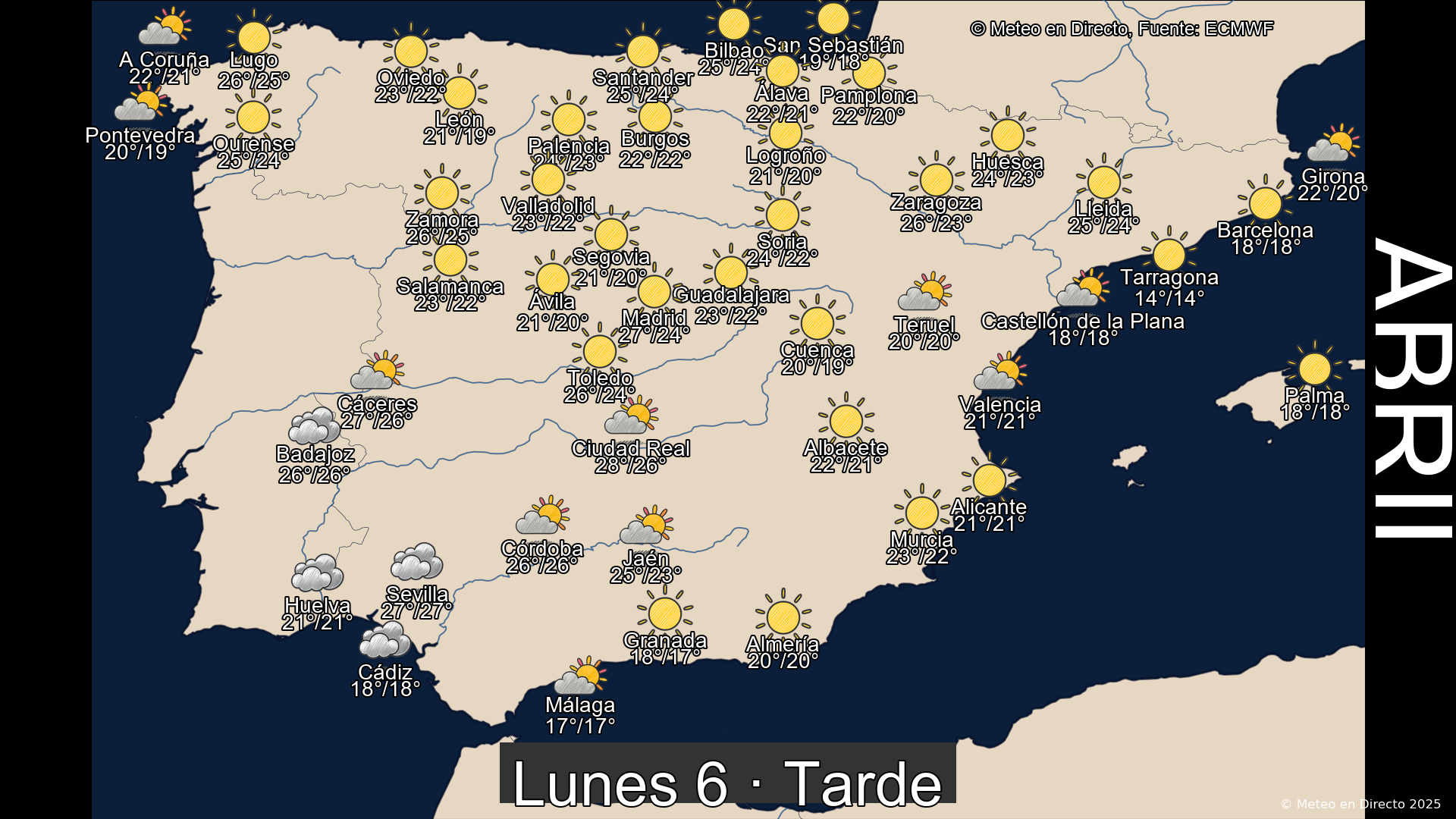 Mapa tarde 6 de abril de 2026