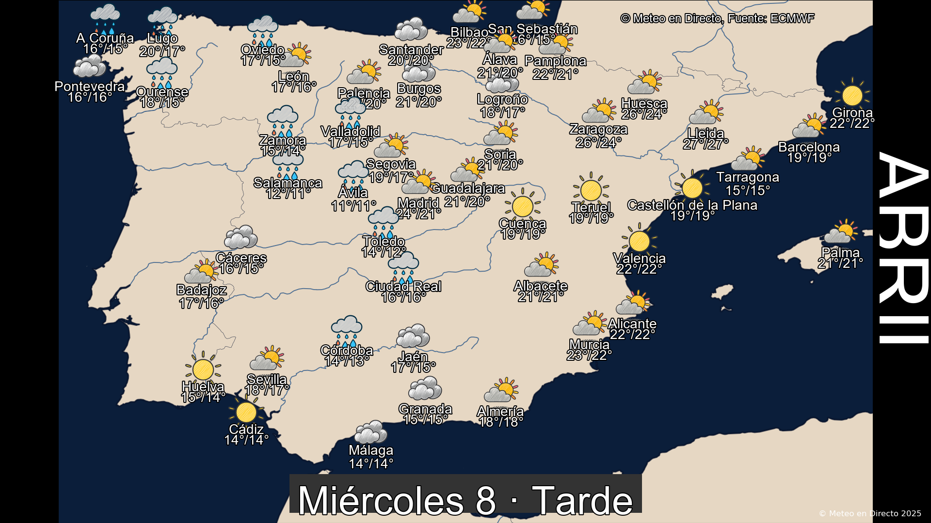 Mapa tarde 8 de abril de 2026
