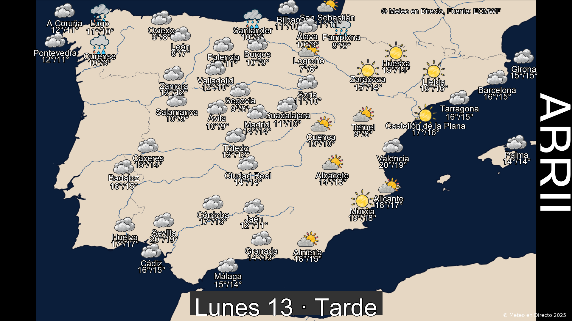 Mapa tarde 13 de abril de 2026