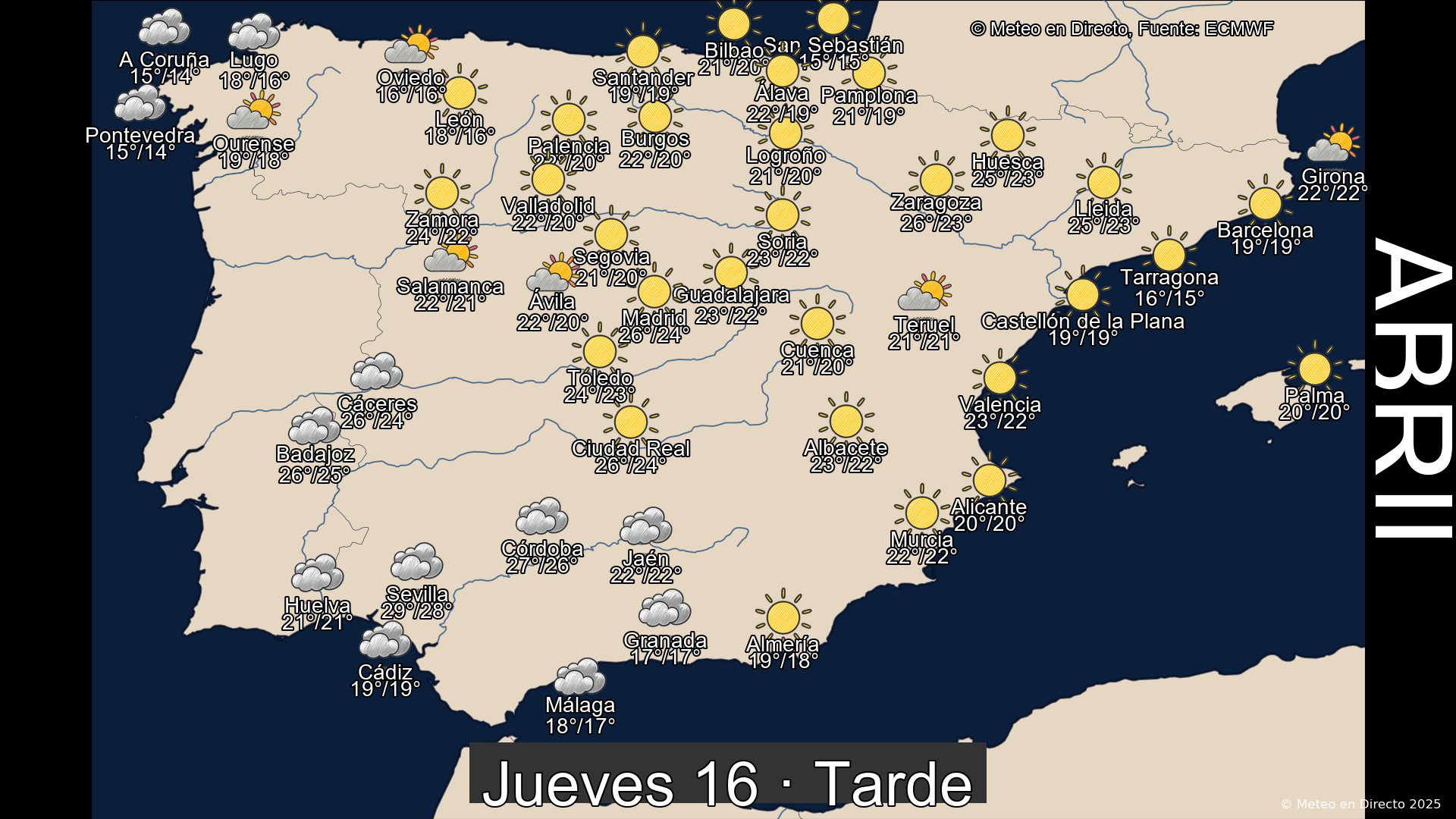 Mapa tarde 16 de abril de 2026