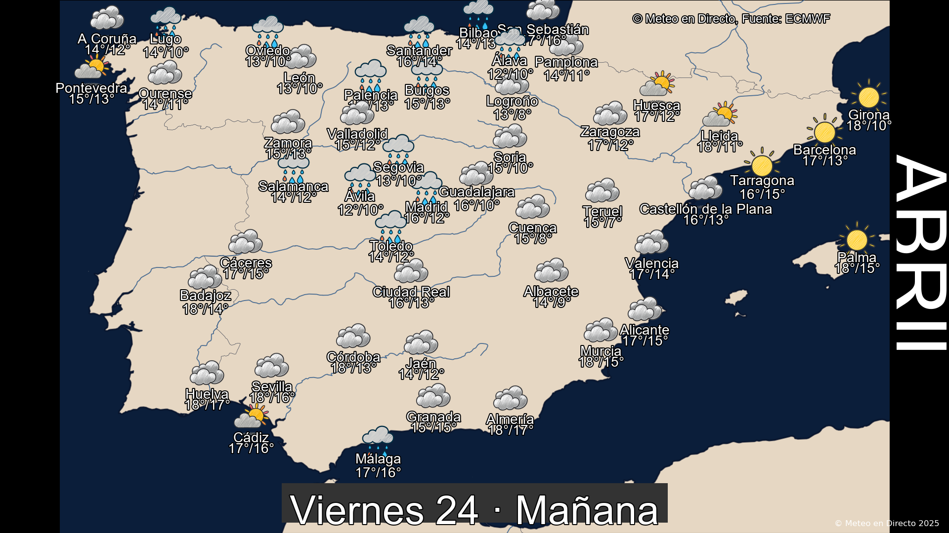 Previsión del tiempo España 24 de abril de 2026 mapa mañana
