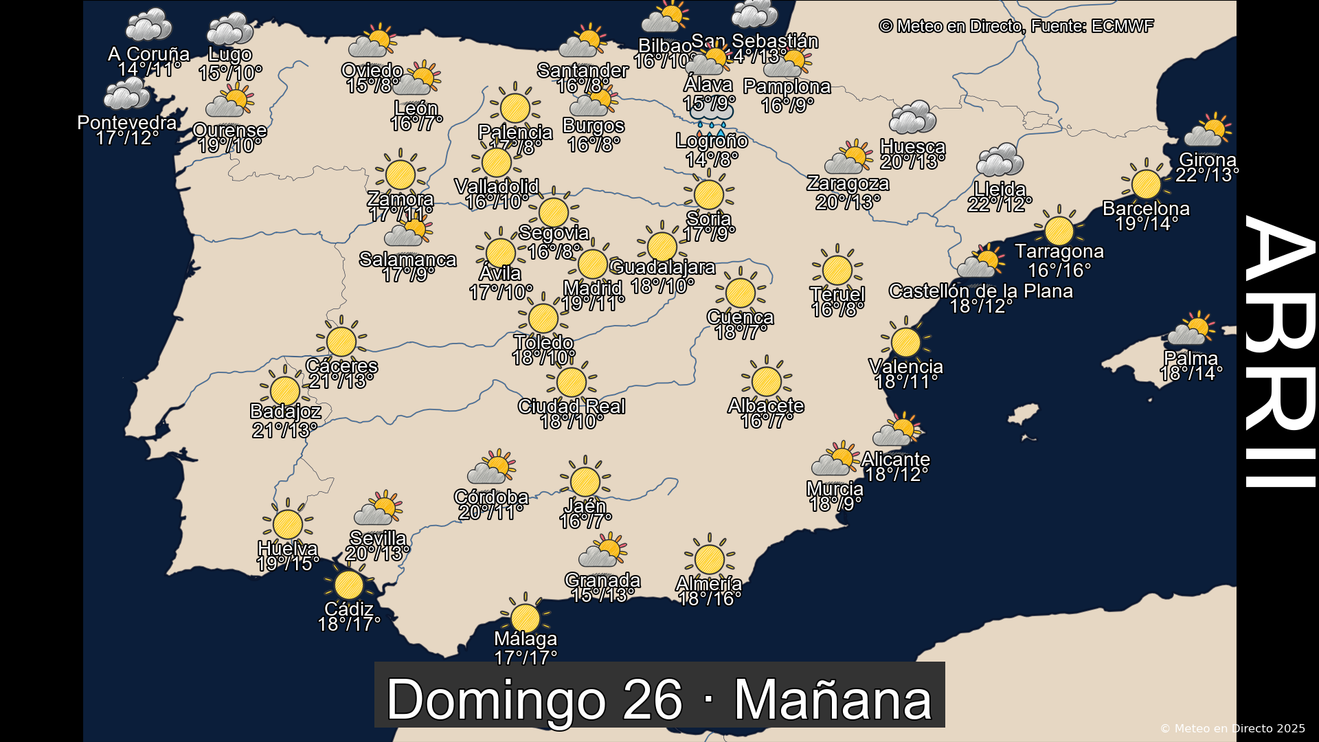 Previsión del tiempo España 26 de abril de 2026 mapa mañana