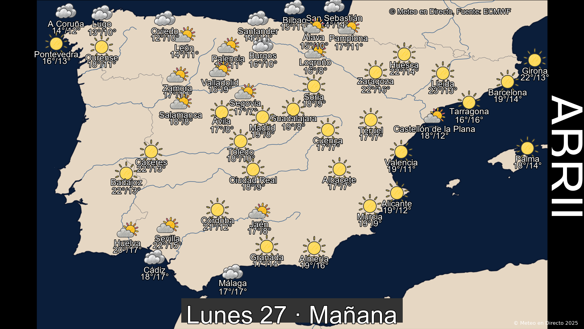 Previsión del tiempo España 27 de abril de 2026 mapa mañana