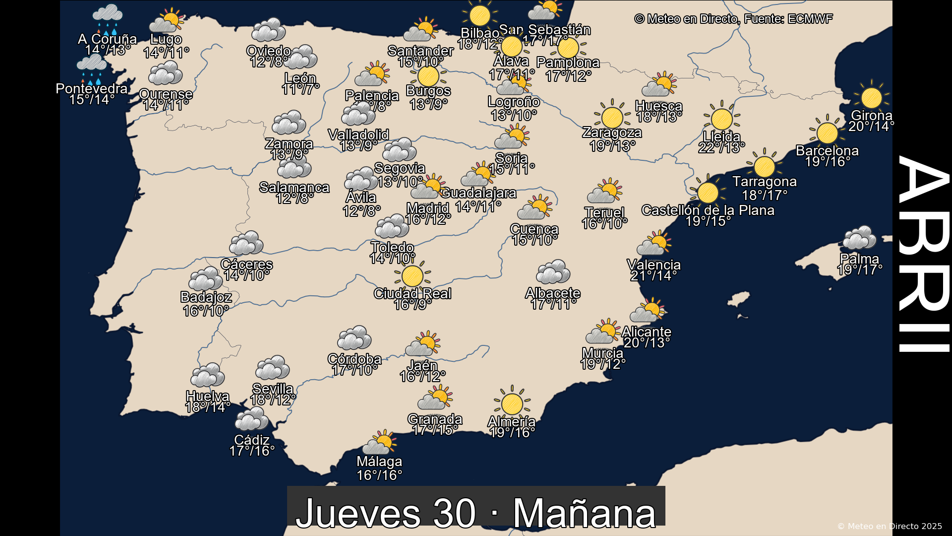 Previsión del tiempo España 30 de abril de 2026 mapa mañana