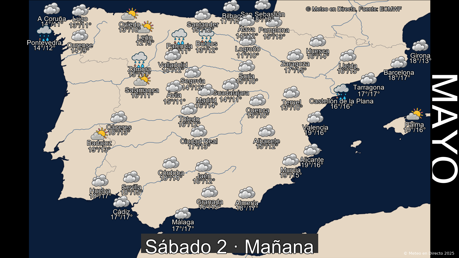 Previsión del tiempo España 2 de mayo de 2026 mapa mañana